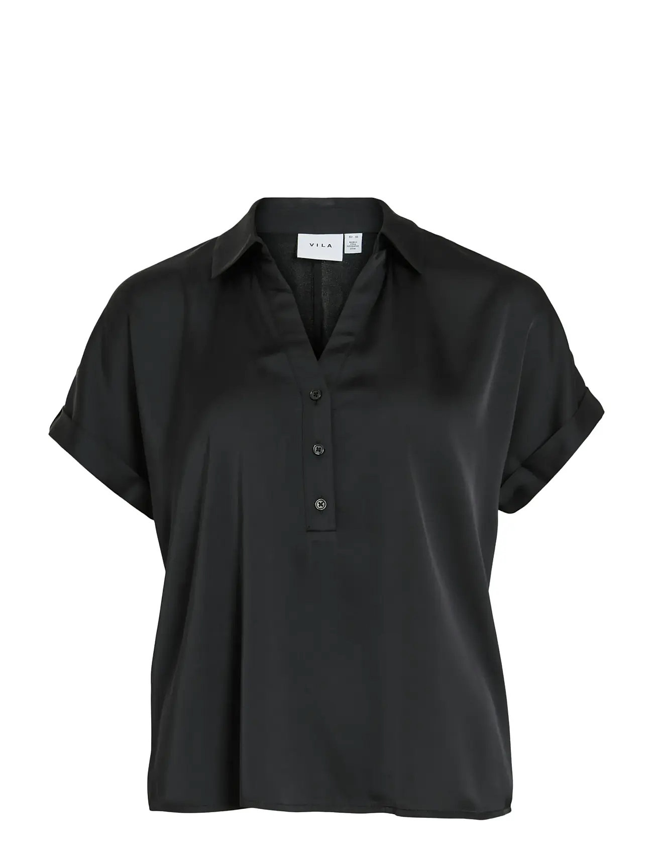 VILA Vienna Ravenna S/S Oberteil - Noos Schwarz - 36 - Damen