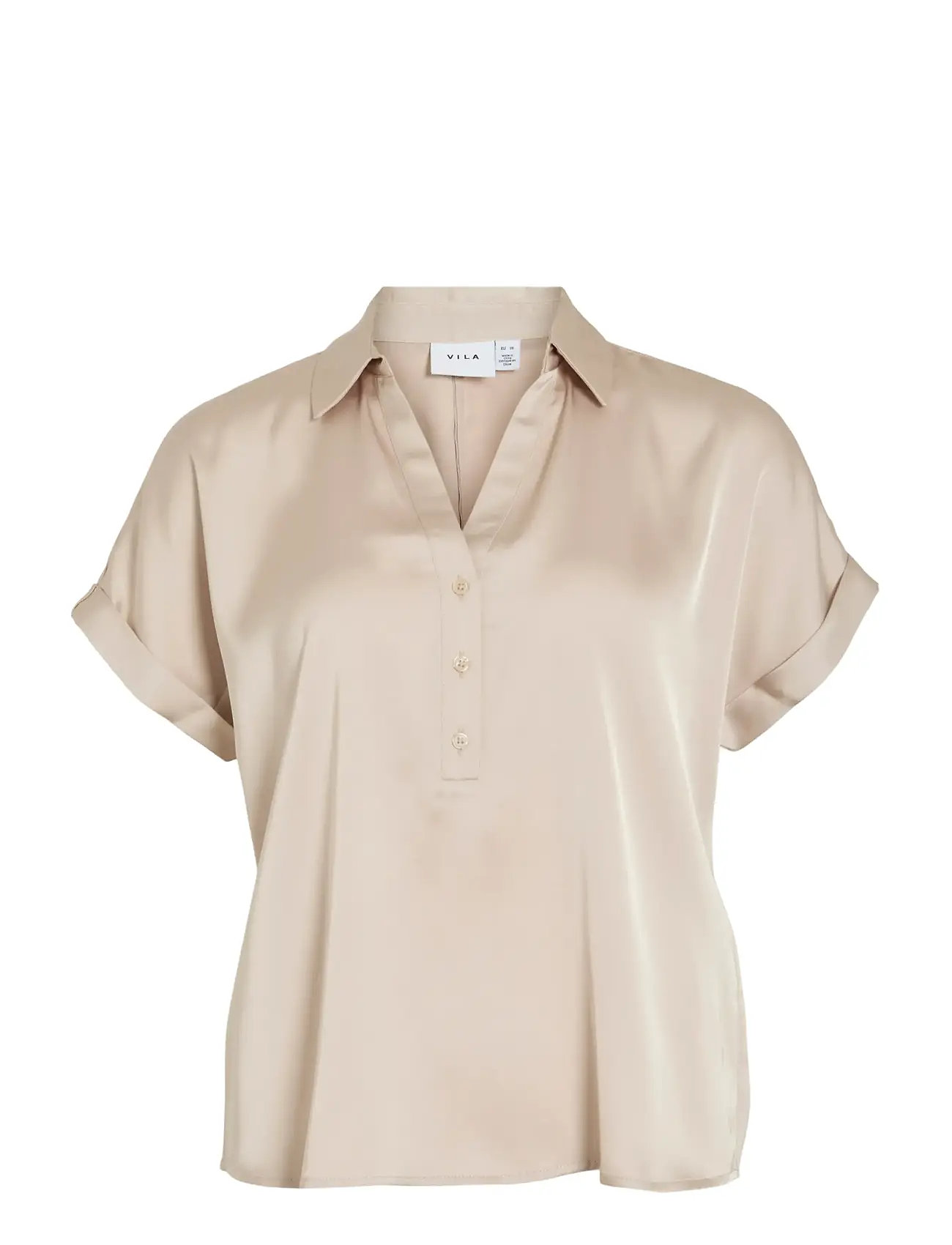 VILA Vienna Ravenna S/S Oberteil - Noos Beige - 42 - Damen