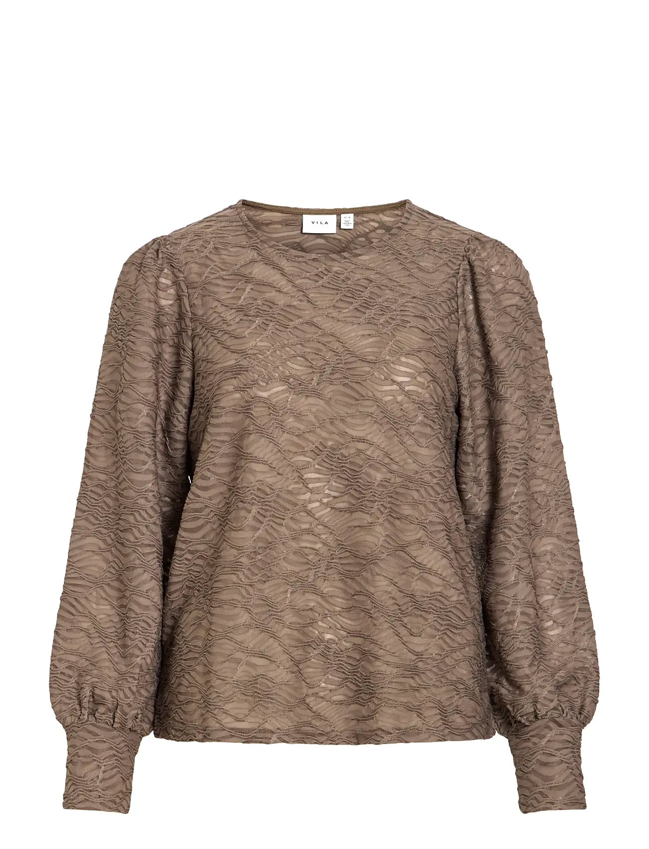 VILA Vifina L/S O-Neck Oberteil - Noos Braun - S - Damen