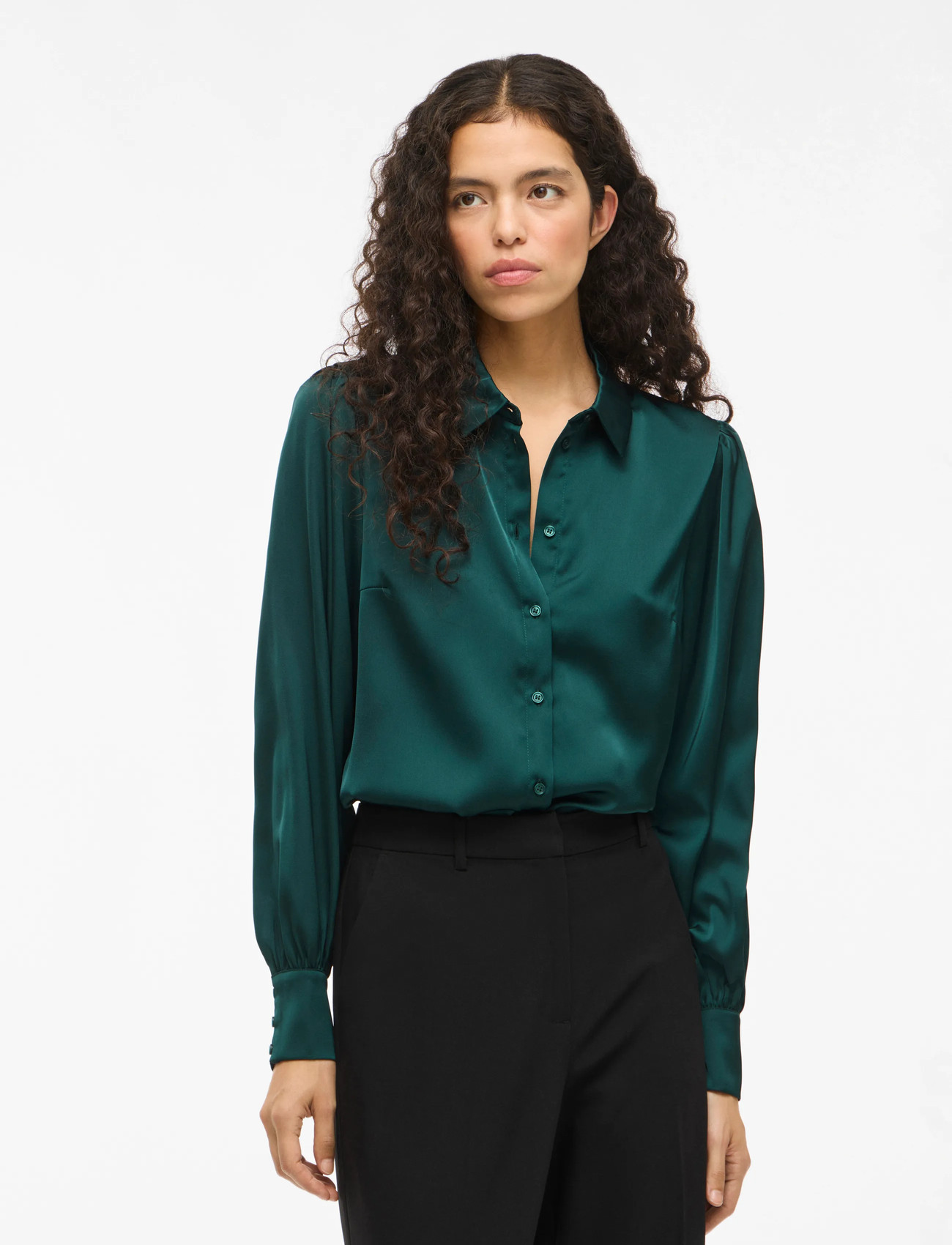Vila Vienna Ravenna L/S Balloon Shirt - Noos, 34, Green, Skjorter > Langærmede, Dame