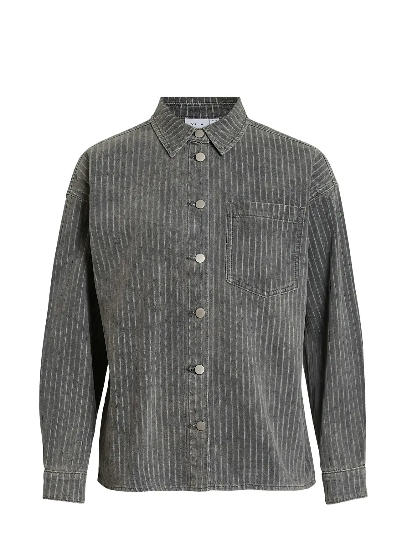 Vila Viarie L/S Denim Shirt, 38, Grey, Skjorter > Denim-Skjorter, Dame
