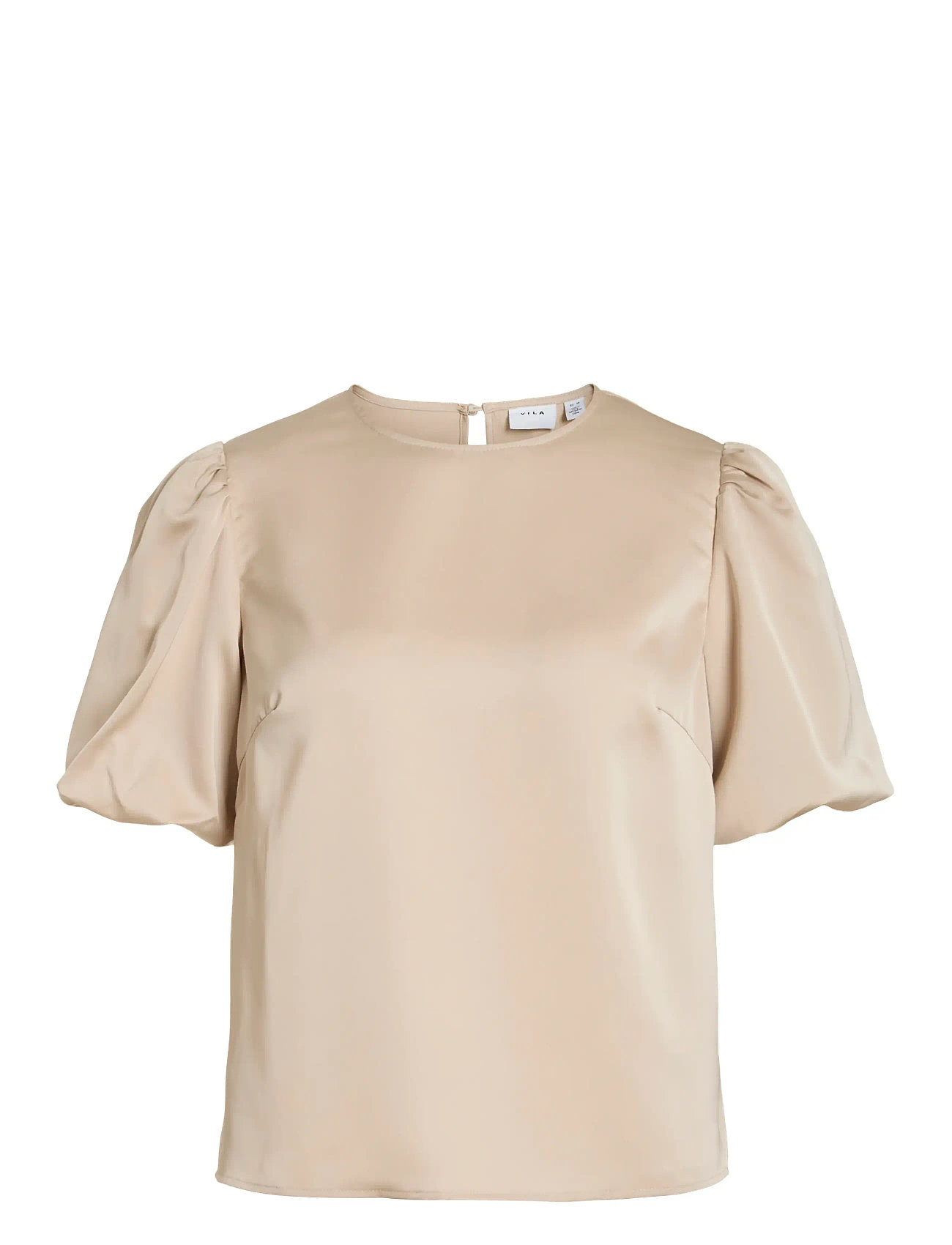 VILA Viellette 2/4 Satin Puff Oberteil - Noos Beige - 40 - Damen