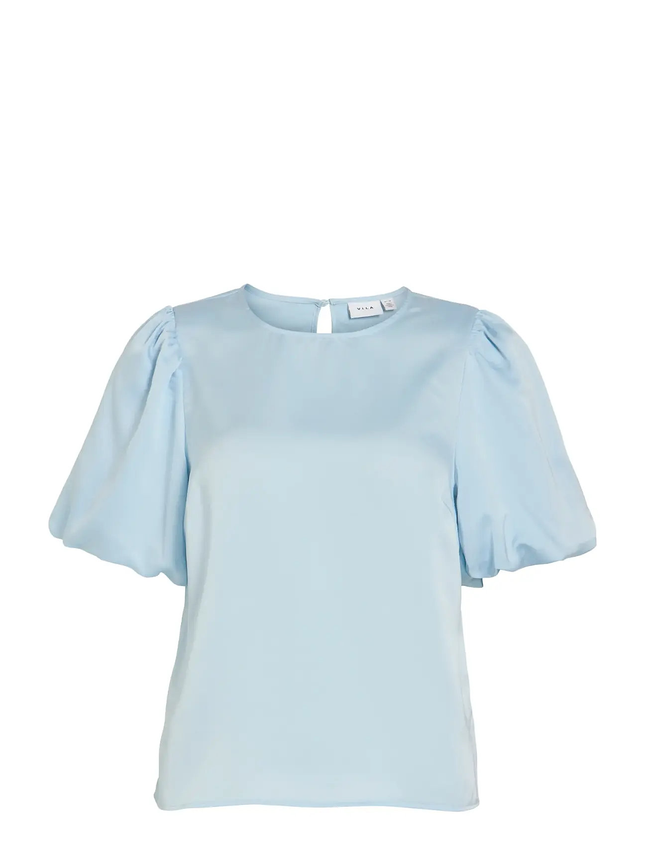 VILA Viellette 2/4 Satin Puff Oberteil - Noos Blau - 44 - Damen