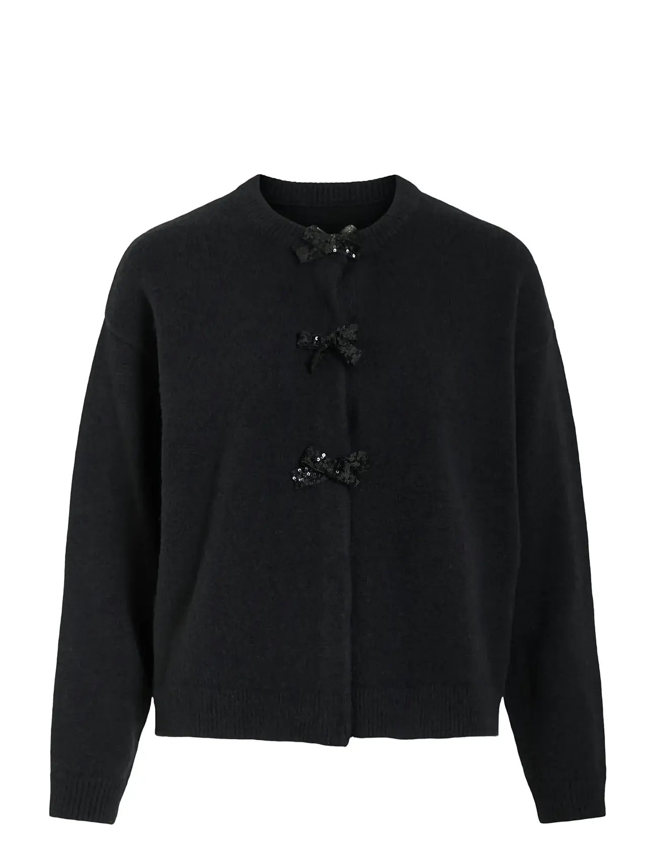 VILA Vibrianna O-Neck L/S Bow Knit Cardigan Schwarz - XS - Damen
