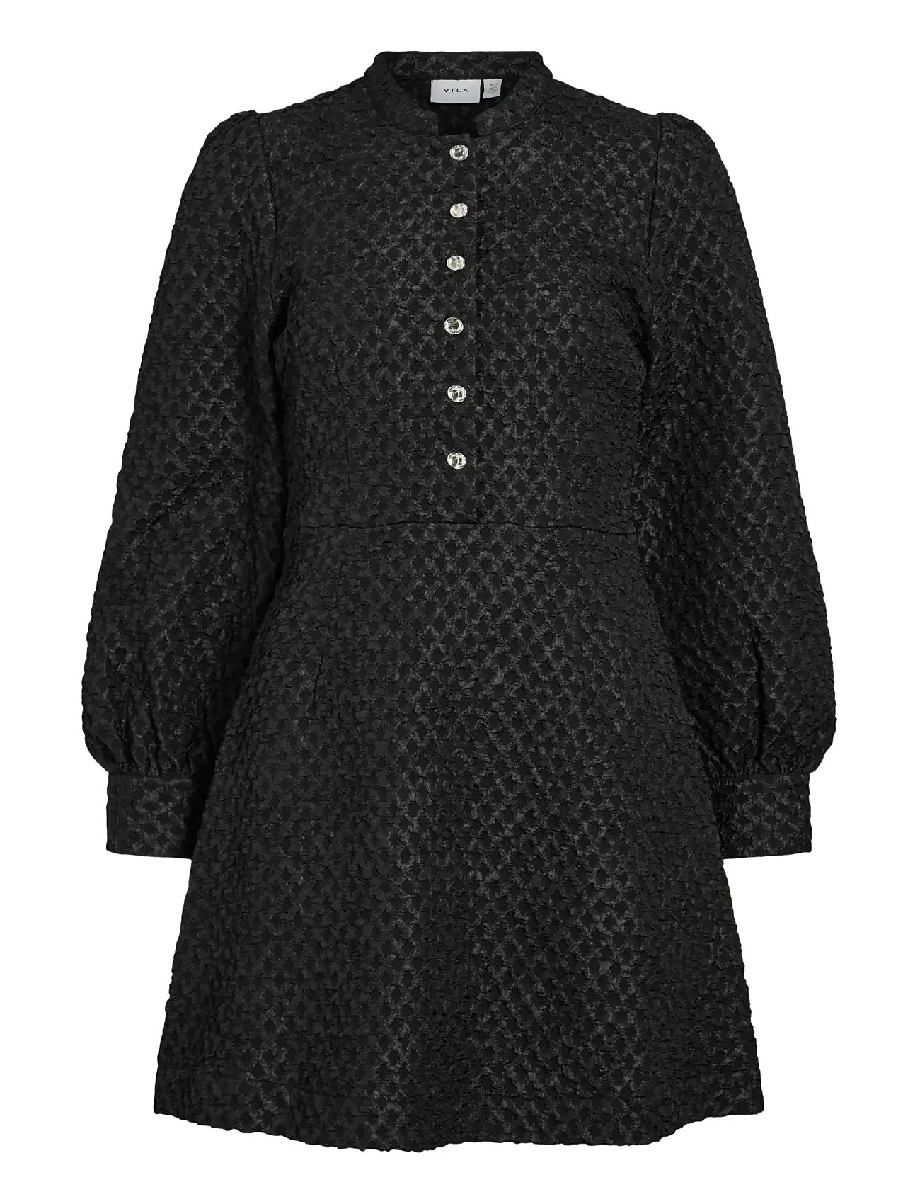 Vila Vitaliama L/S Jaqcuard Dress, 34, Black, Kjoler > Kort Kjole, Dame