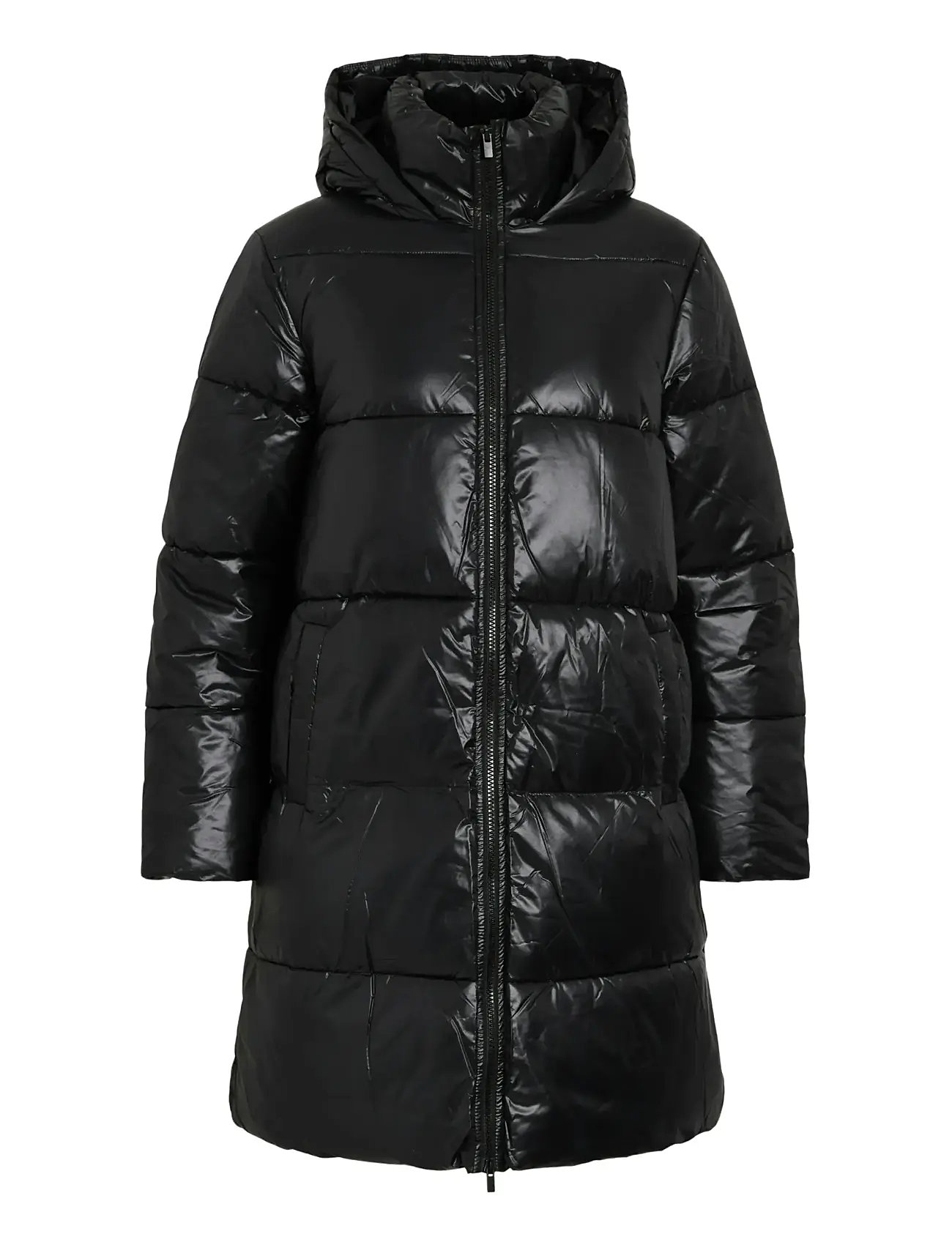 VILA Vilidda L/S Hood Shinny Puffer Jacke Schwarz - 34 - Damen