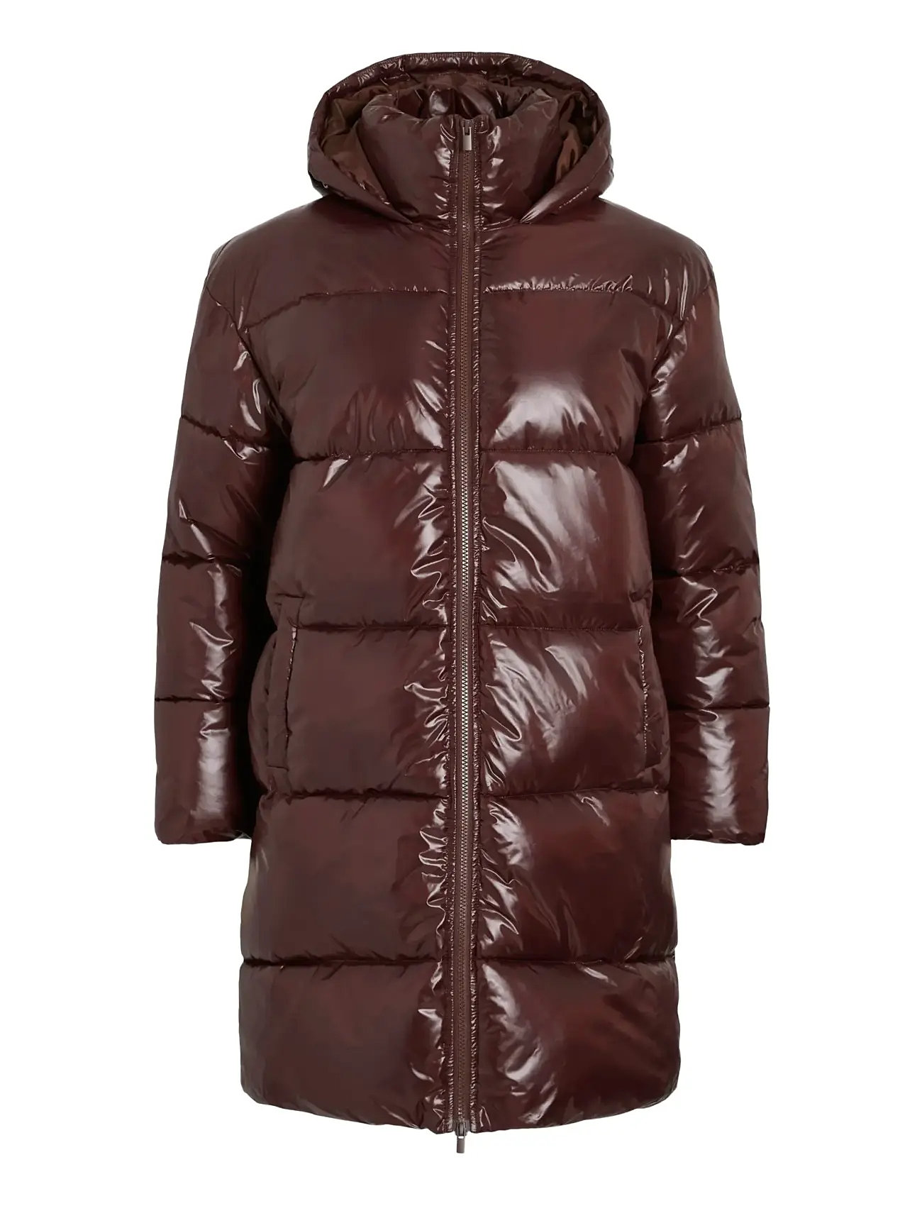 VILA Vilidda L/S Hood Shinny Puffer Jacke Braun - 42 - Damen