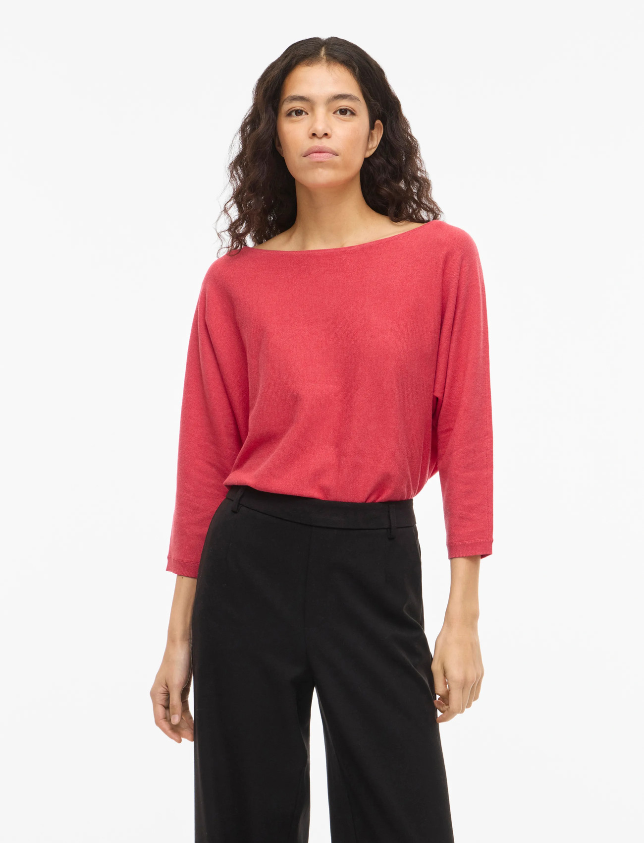 Vila Vimalu Boatneck 3/4 Sleeve Knit Top-Noos, S, Coral, Strik > Trøjer, Dame