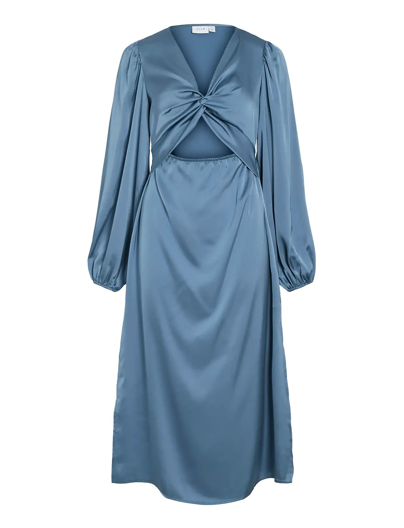 VILA Vischasta L/S Cut Out Midi Kleid Blau - 34 - Damen
