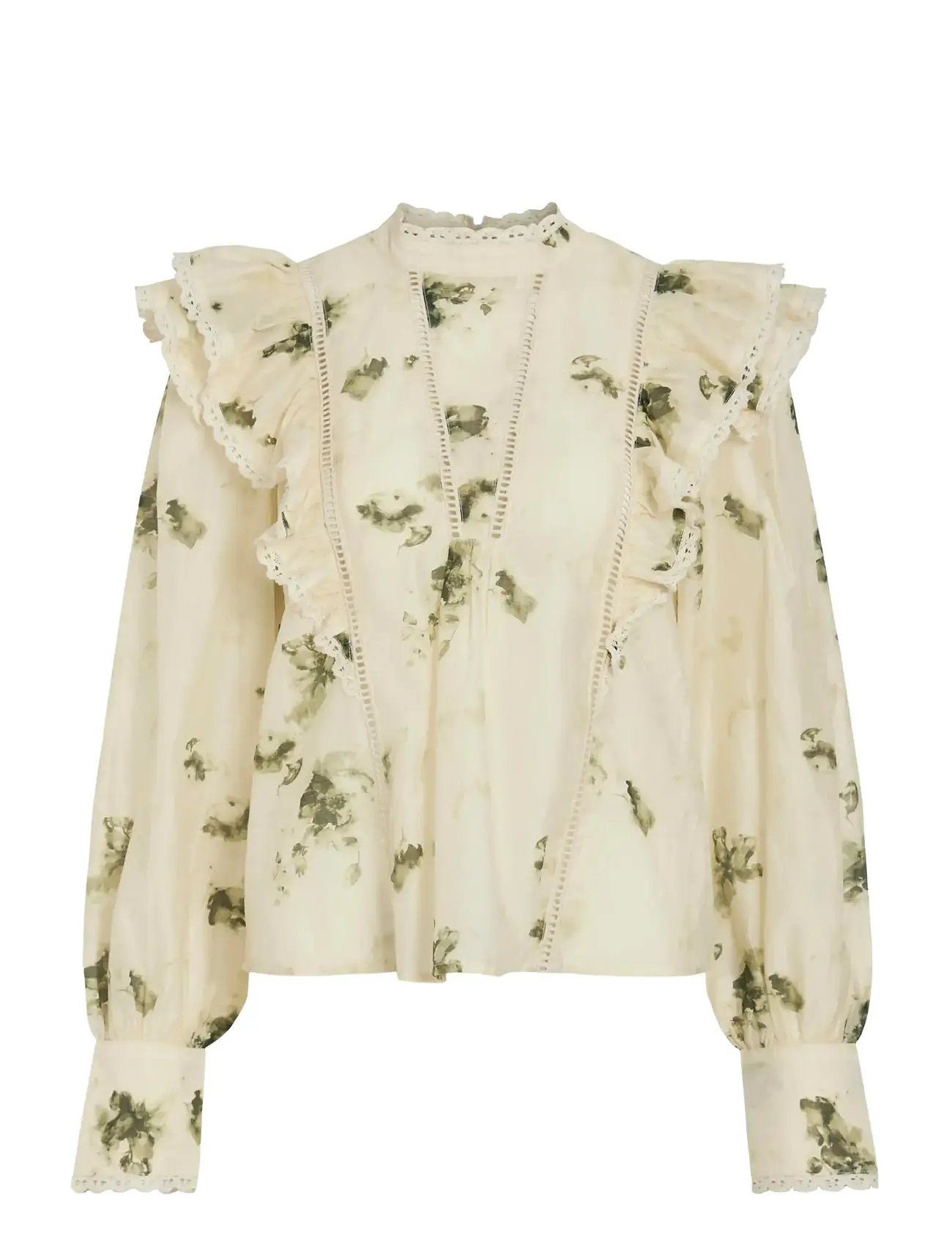 Vila Viremo L/S Frill Top, 36, Cream, Bluser > Langærmede, Dame