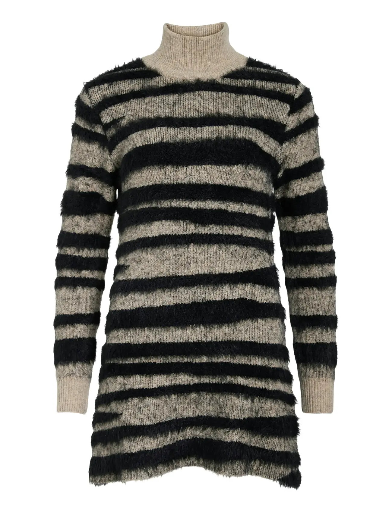 Vila Vialda L/S Highneck Knit Dress/Ka, XXL, Beige, Kjoler > Kort Kjole, Dame