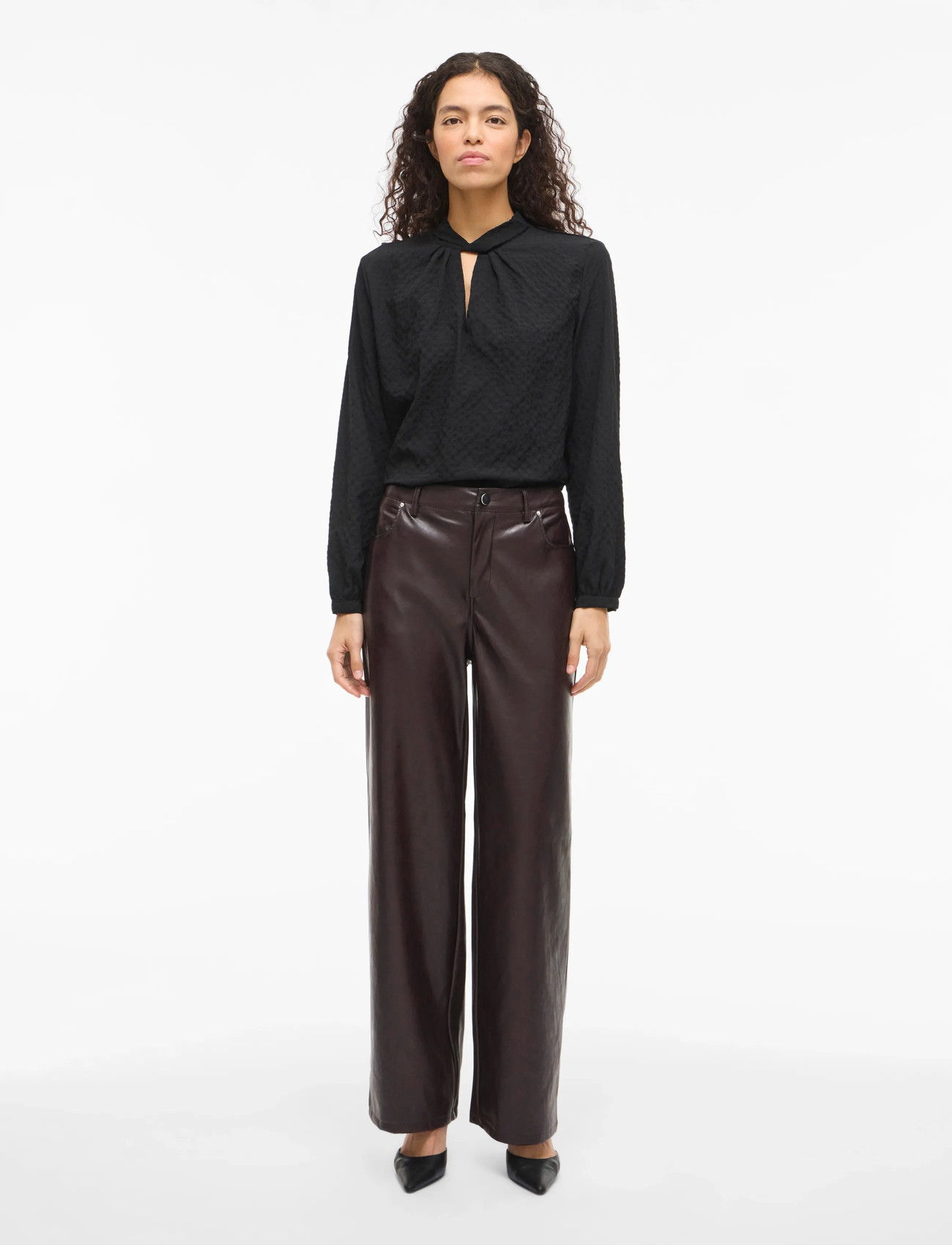 Vila Vielana Hw Freya Loose Pants, 40, Brown, Bukser > Leggings-Bukser I Læder, Dame