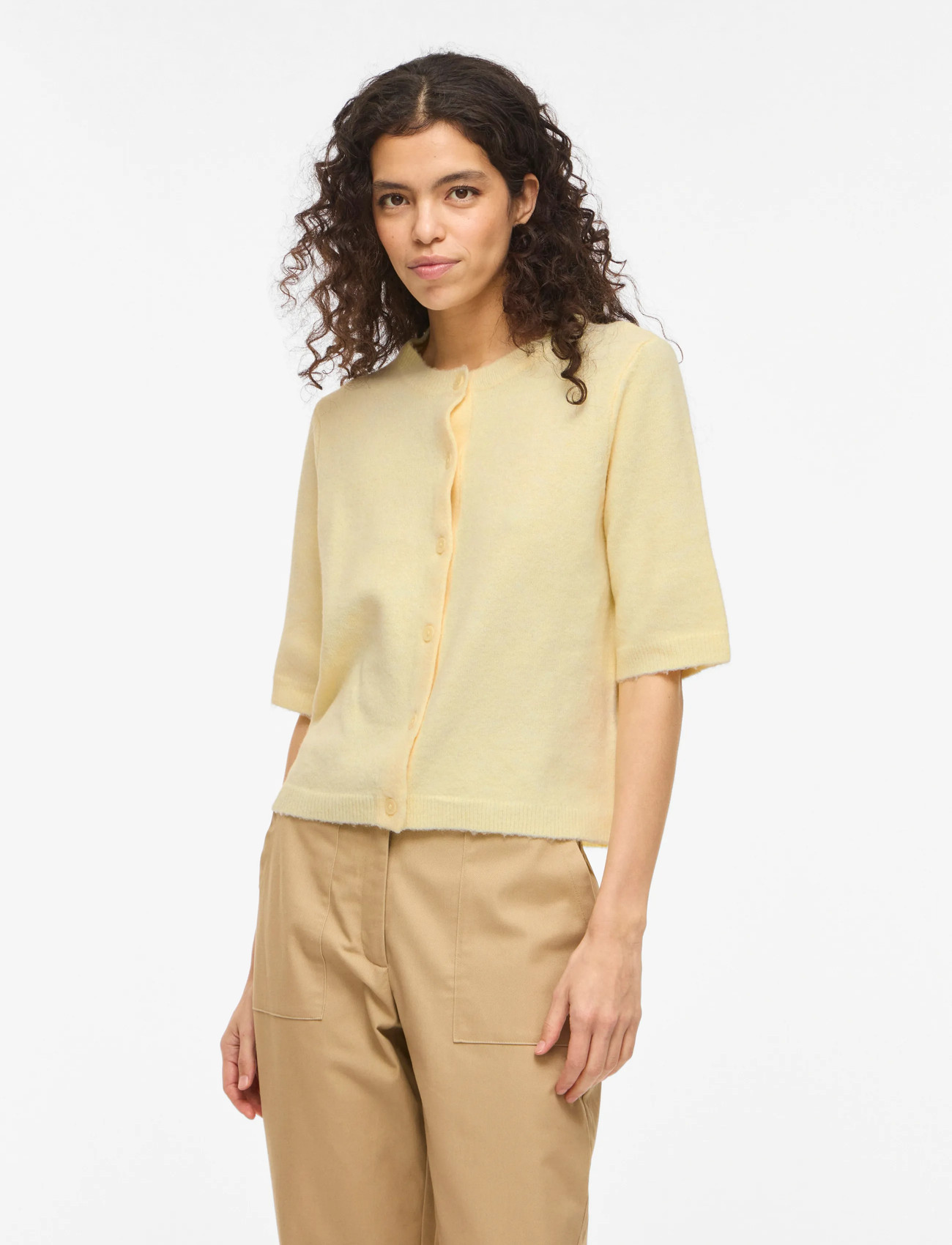 Vila Viliga 2/4 O-Neck Knit Cardigan - Noos, M, Yellow, Strik > Cardigans, Dame