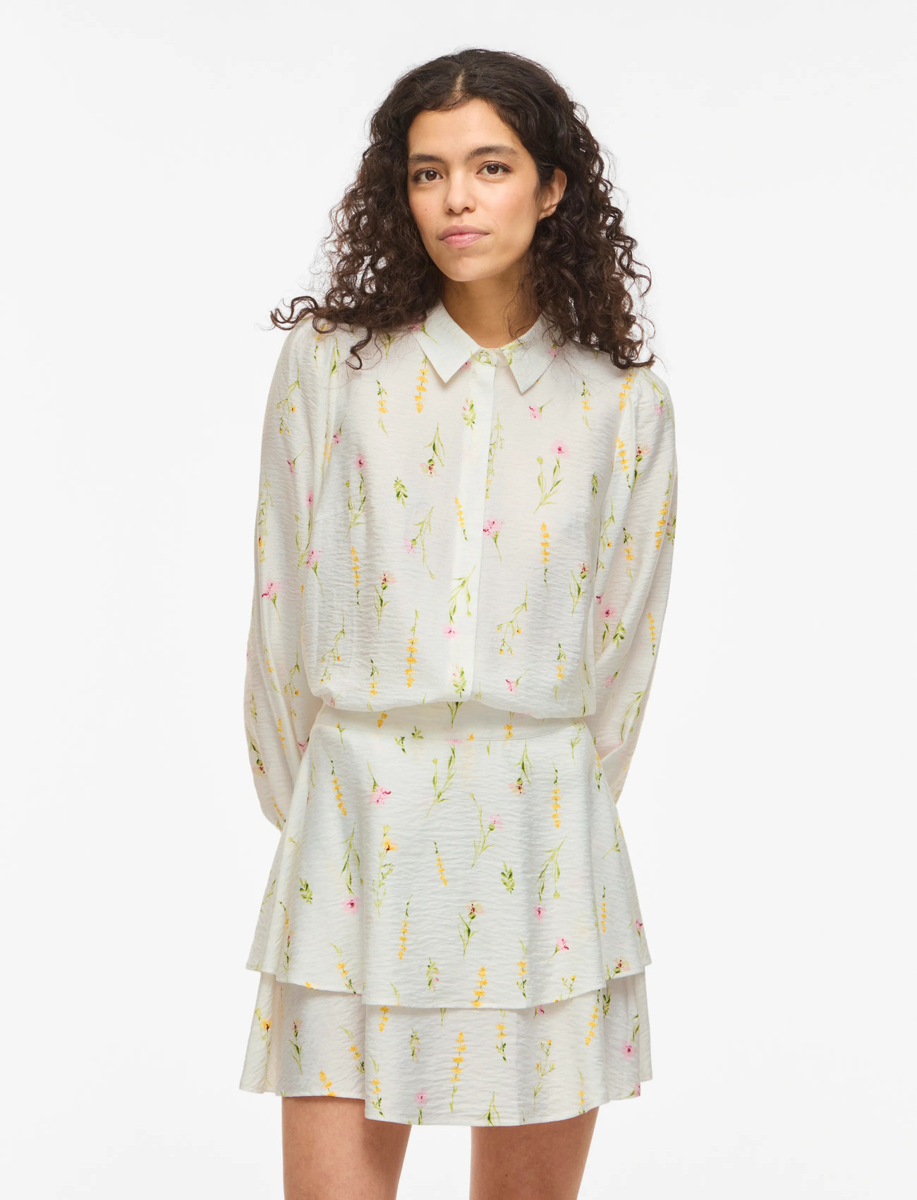 Vila Vigiti Lore L/S Shirt, 40, White, Skjorter > Langærmede, Dame