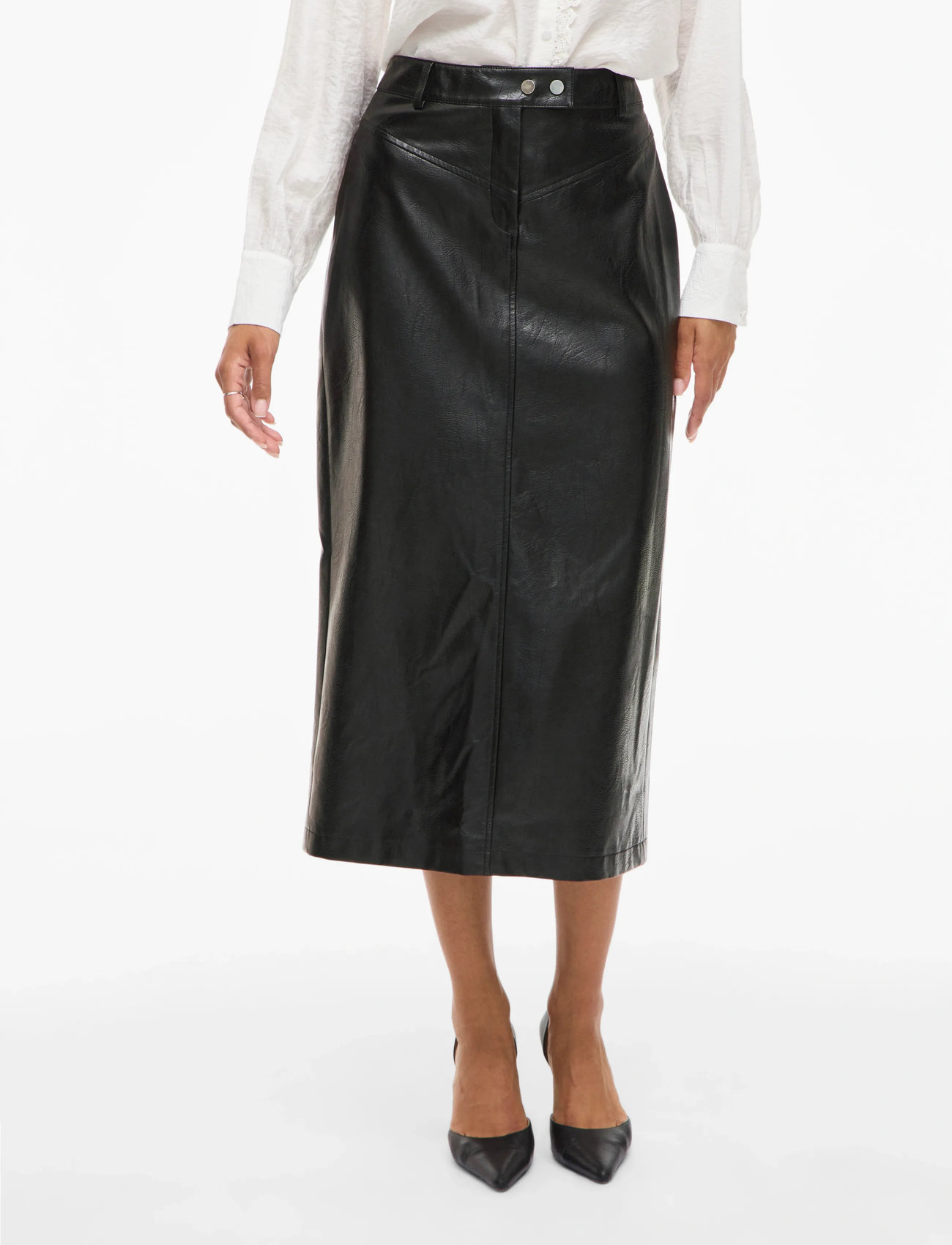 Vila Vimillian Hw Midi Skirt, 38, Black, Nederdele > Knælange Og Midi Nederdele, Dame