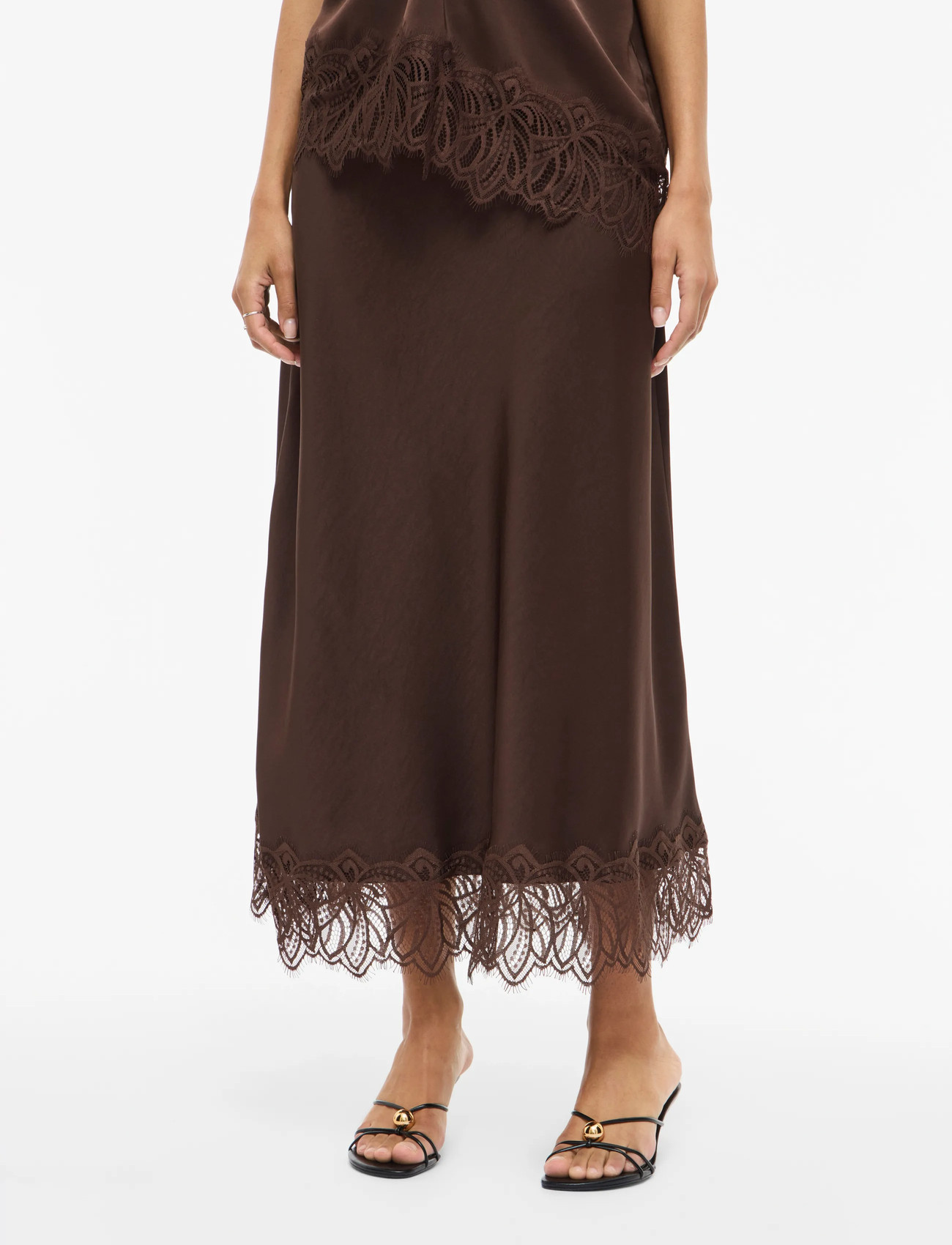 Vila Vilea Ankle Skirt, 34, Brown, Nederdele > Knælange Og Midi Nederdele, Dame