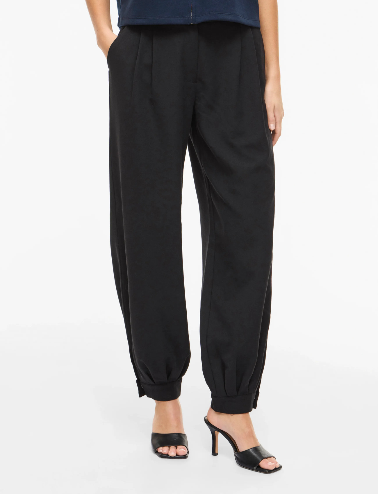 Vila Vinuna Balloon Pants /Ln, 42, Black, Trousers > Barrel Trousers, Dame