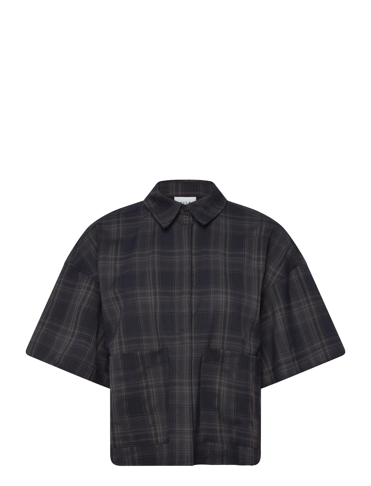 VILA Visina 2/4 Check Shirt Navy - 40 - Damen