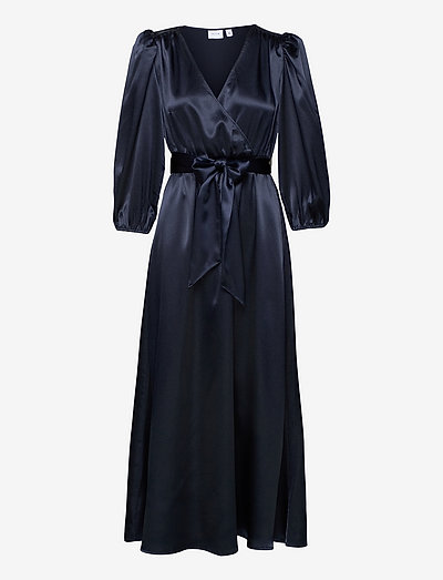VISITTAS V-NECK 3/4 ANKLE DRESS/DC - evening dresses - navy blazer