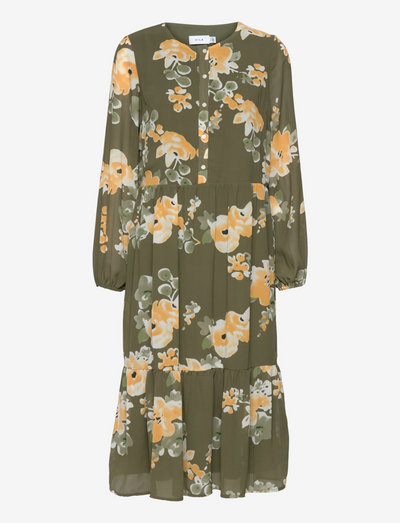 VIADELINE L/S MIDI SHIRT DRESS/PB - midi kjoler - four leaf clover