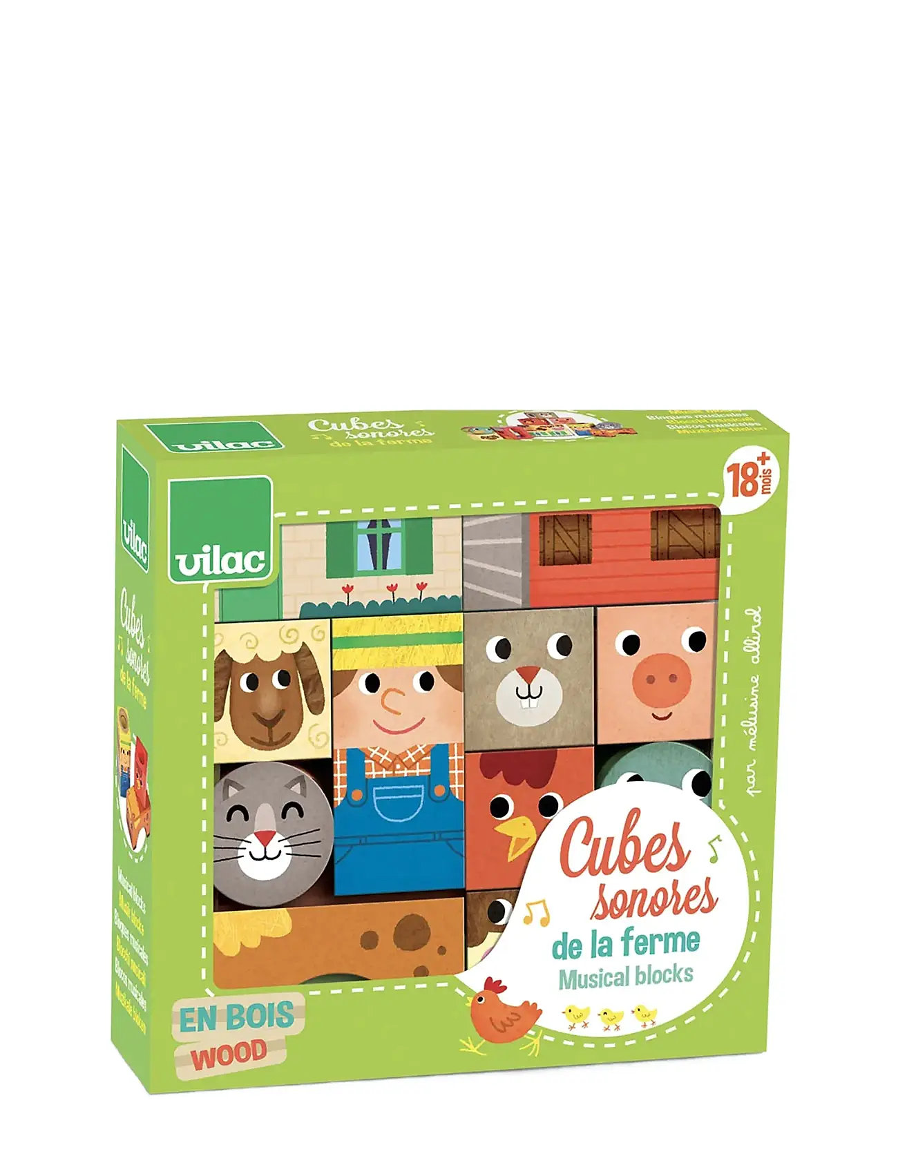 Musical Blocks - Farm Animals Toys Baby Toys Educational Toys Stackable Blocks Multi/patterned Vilac