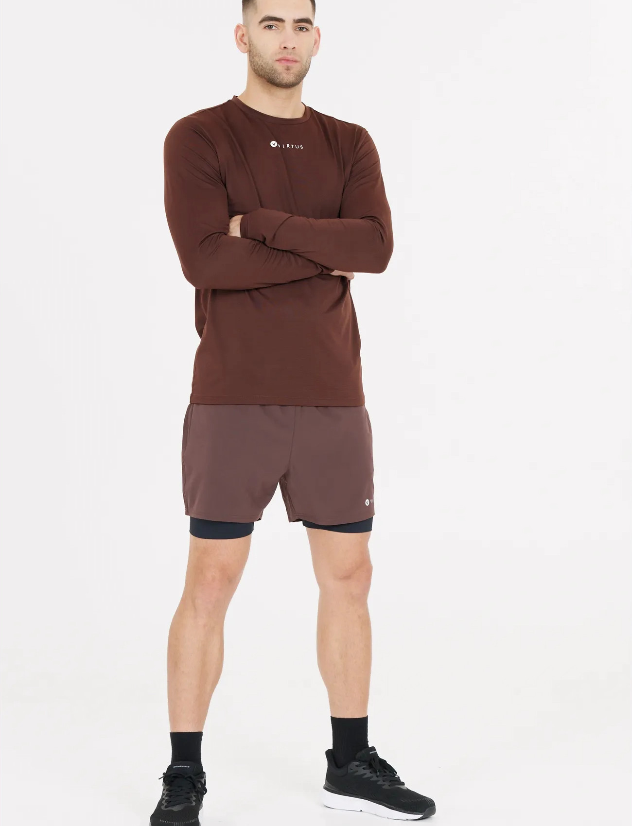 Virtus Roger M Hyperstretch L/S Tee, L, Brown, Sport Overdele > Sport Long Sleeved Overdele, Herre