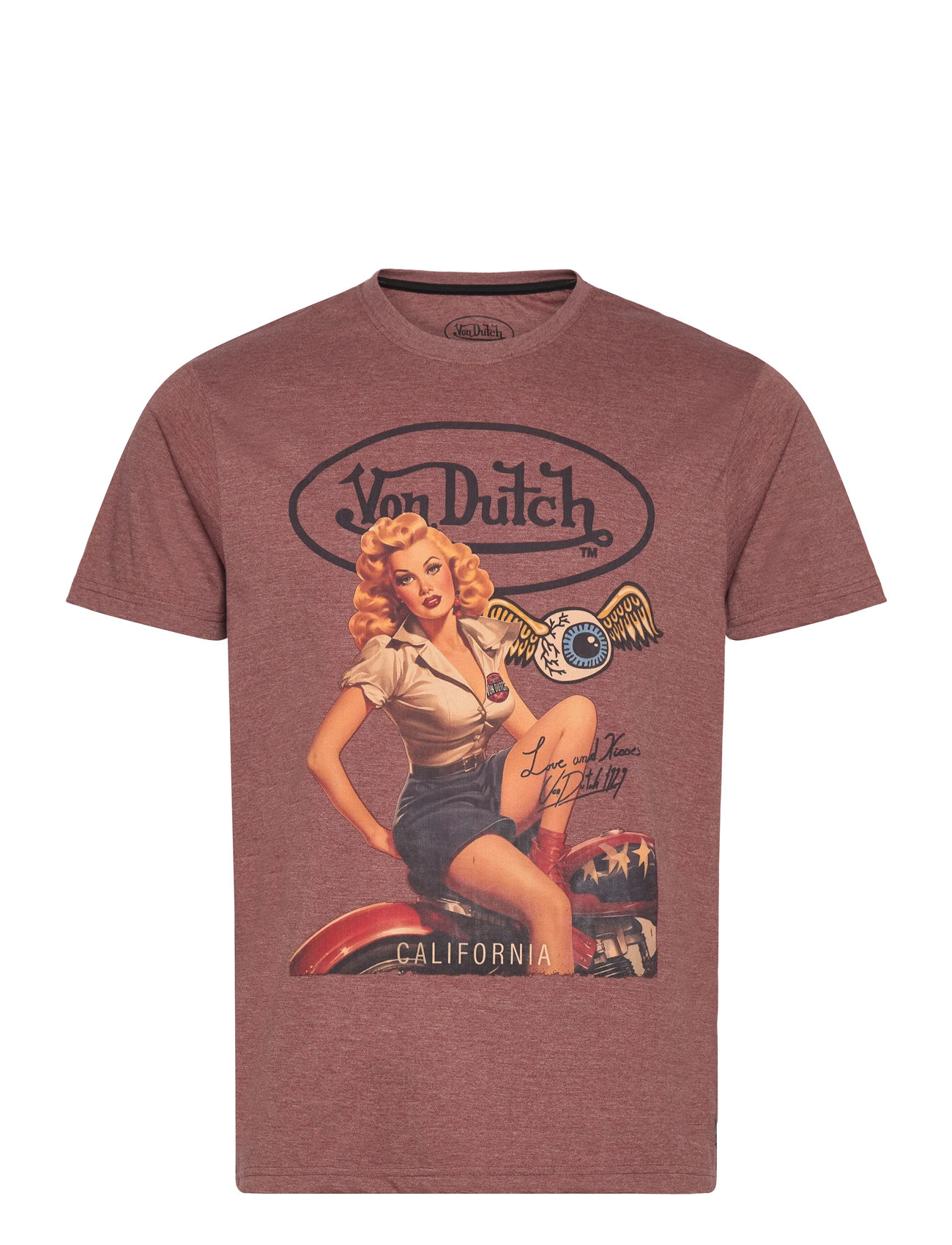 VON DUTCH T-Shirt Print Burgundy Von Dutch Rot - S - Herren