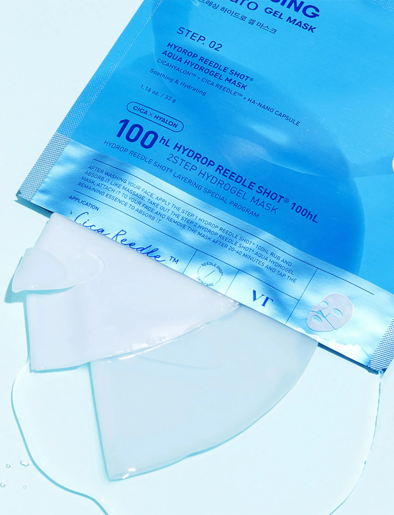 VT Cosmetics Hydrop Reedle Shot 100Hl 2Step Hydrogel Mask, 1 EA, Blue, Masker > Sheetmask, Dame