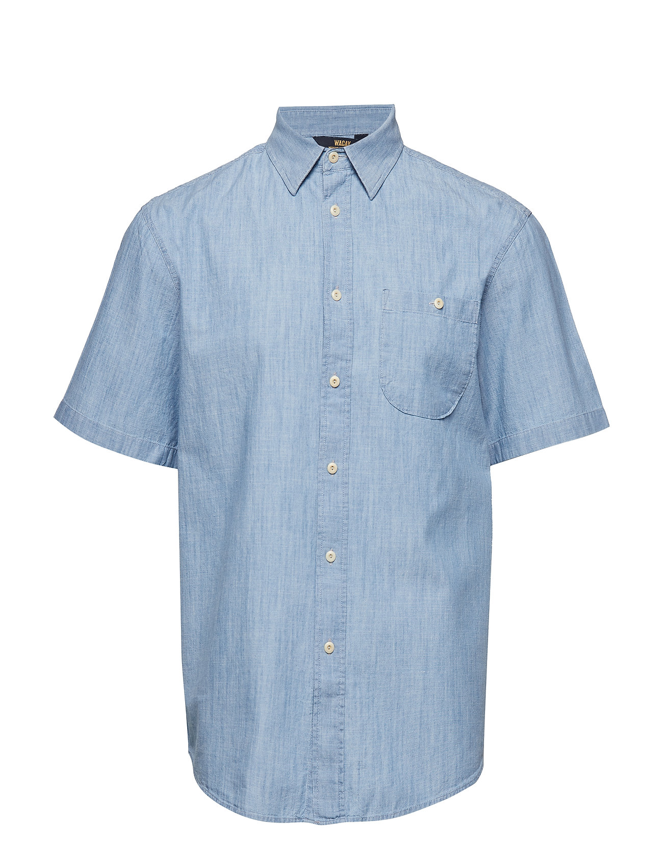 Breezy Chambray Ss Shirt Overhemd Met Korte Mouwen Blauw Wacay wacay kopen in de aanbieding