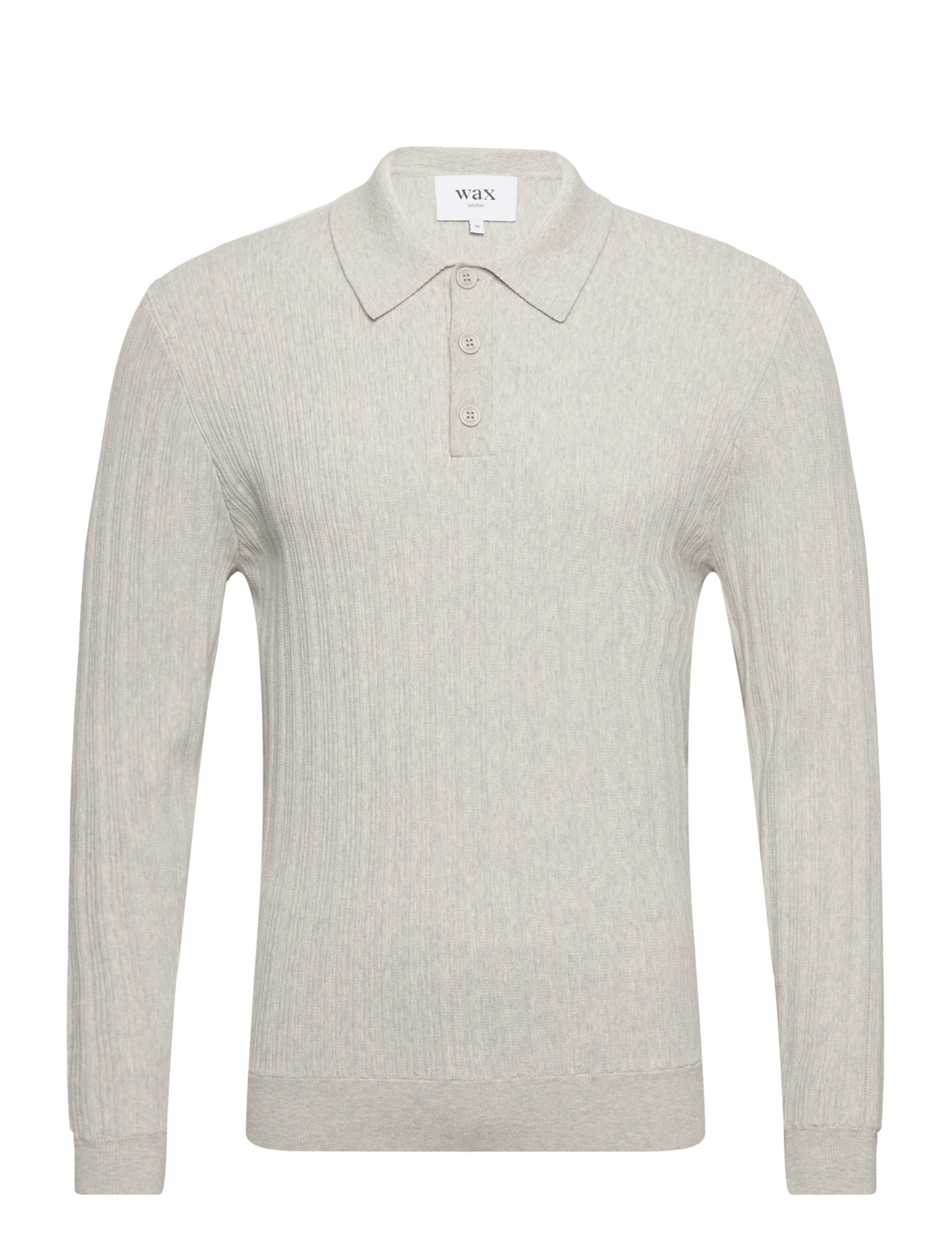 Oban Polo Designers Knitwear Long Sleeve Knitted Polos Grey Wax London