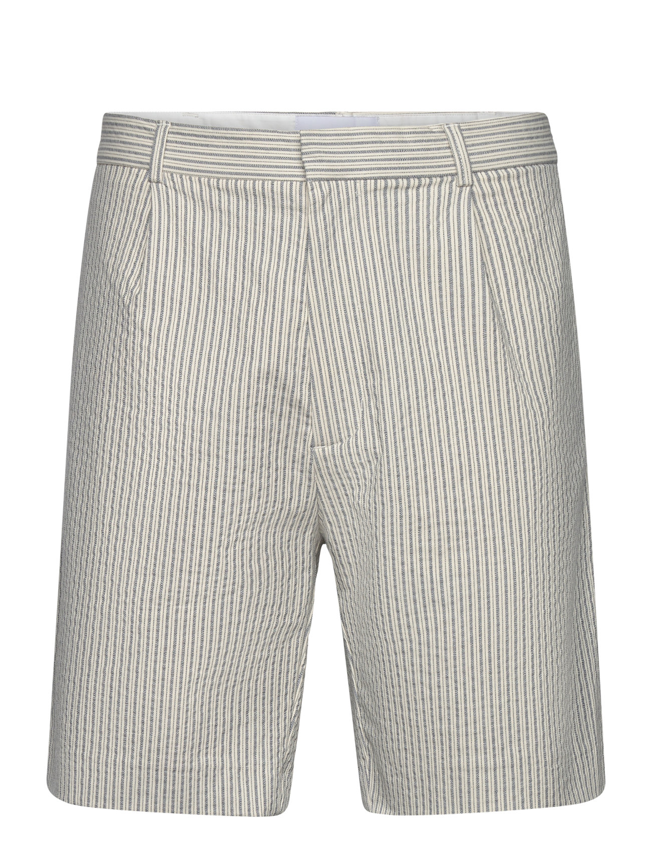 Linton Pleat Short Stripe Ecru Designers Shorts Chinos Shorts White Wax London