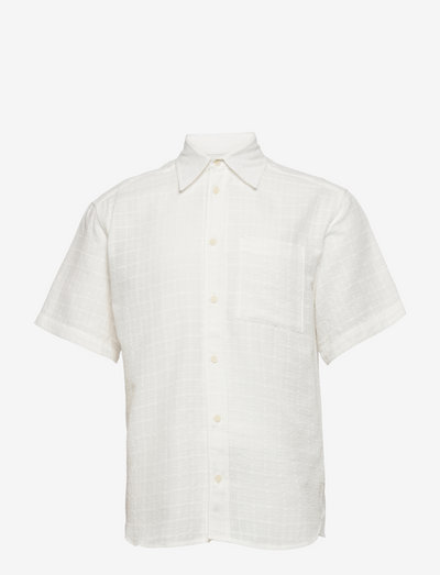 DRUM SHIRT WINDOW CHECK COTTON - chemises de lin - white