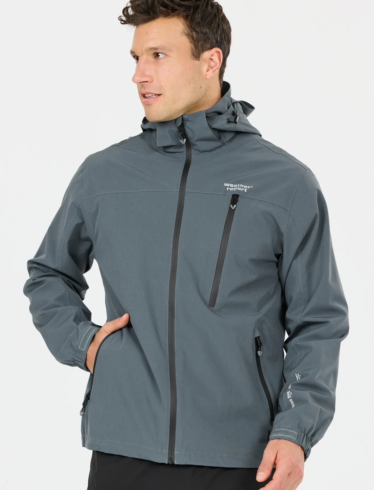 Weather Report Delton M Awg Jacket W-Pro 15000, XXL, Grey, Regntøj > Regnfrakker, Herre