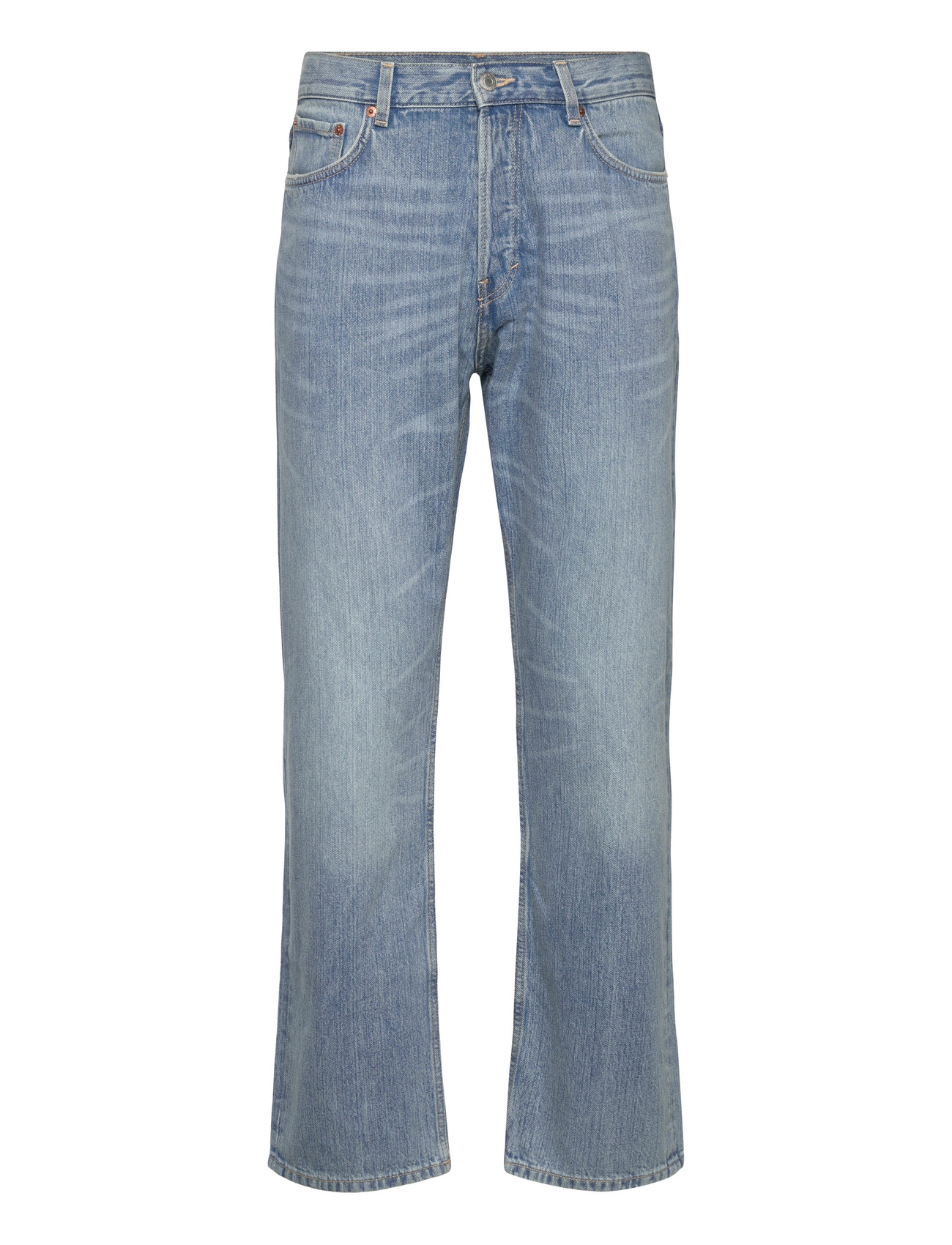 Weekday Space Mid Rise Relaxed Straight Leg Jeans, 28 x 32, Blue, Jeans > Almindelige, Herre