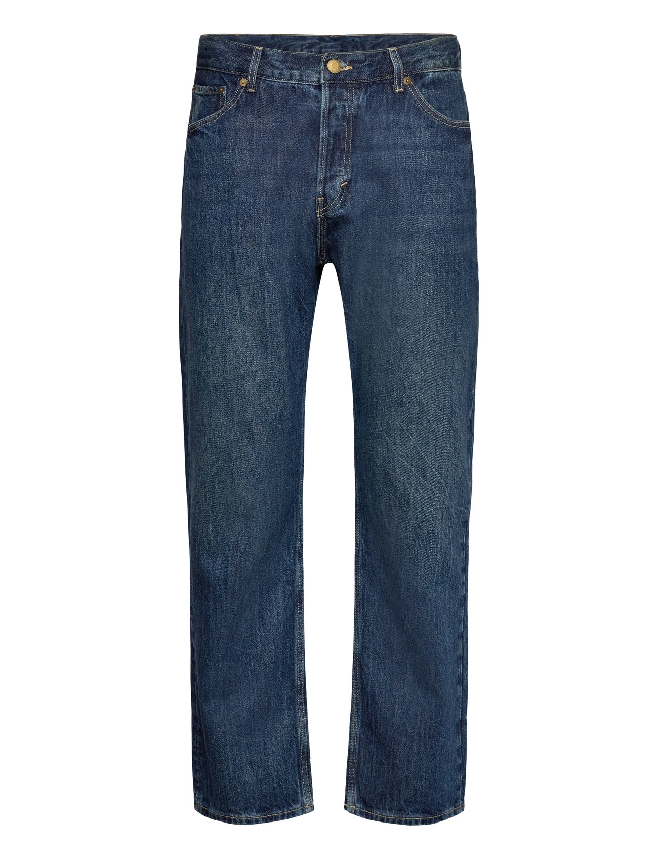 Weekday Space Mid Rise Relaxed Straight Leg Jeans, 32 x 34, Blue, Jeans > Almindelige, Herre