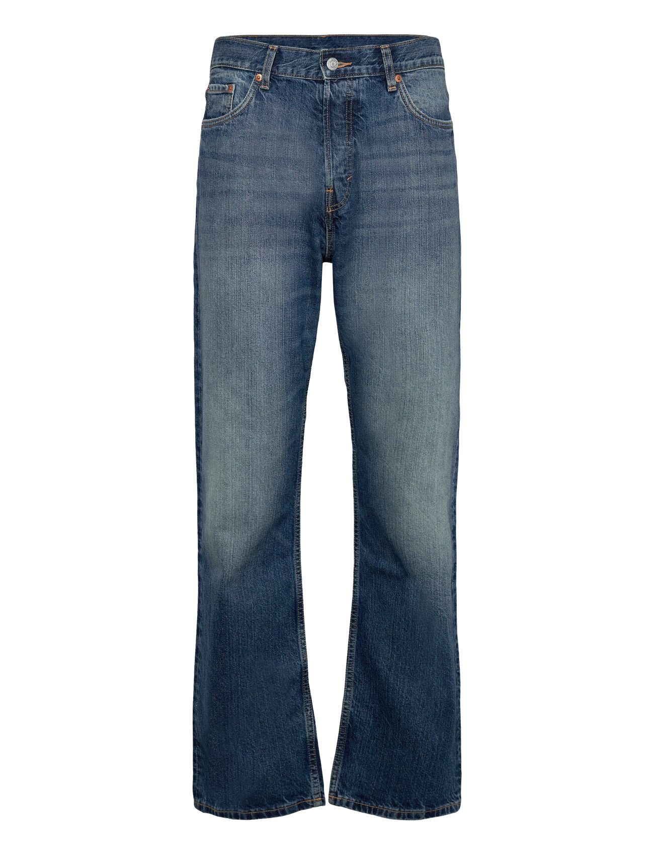 Weekday Space Mid Rise Relaxed Straight Leg Jeans, 31 x 30, Blue, Jeans > Almindelige, Herre