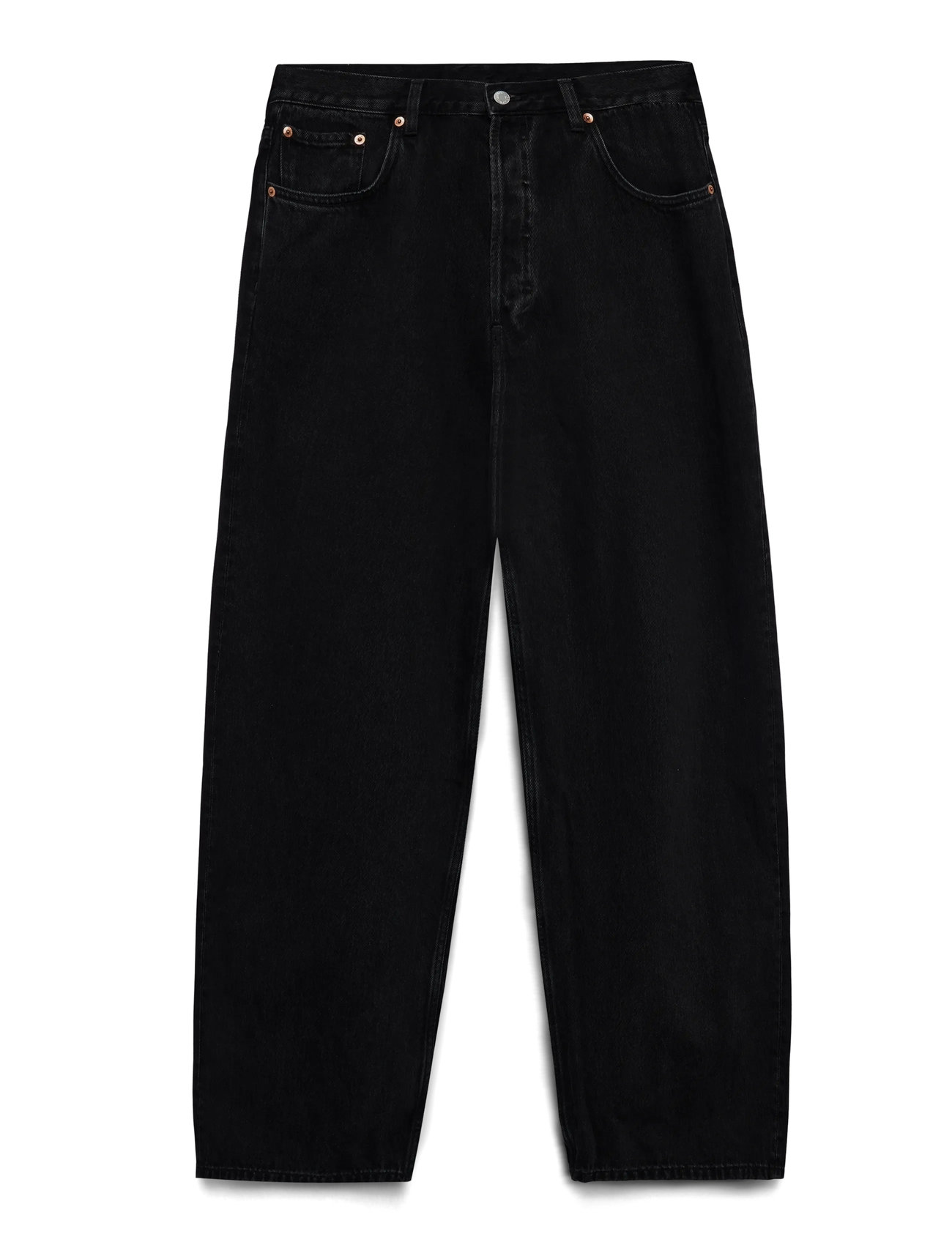 Weekday Astro Mid Rise Loose Baggy Leg Jeans, 34 x 34, Black, Jeans > Afslappede, Herre
