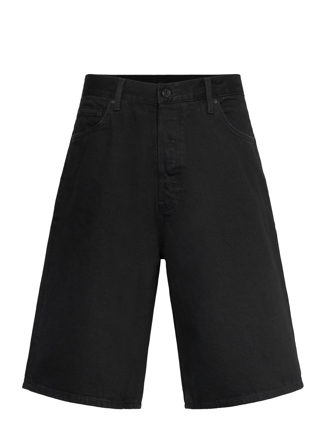 Weekday Astro Denim Loose Baggy Shorts, 24, Black, Shorts > Denim, Herre