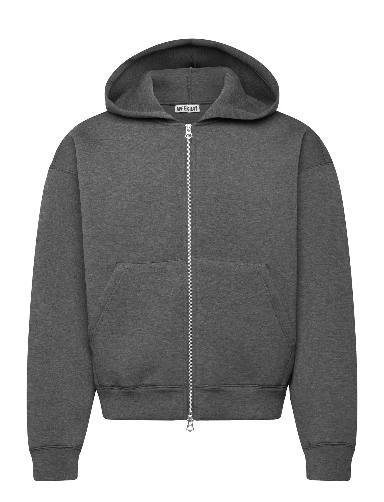 Weekday Simon Scuba Zip Hoodie, M, Grey, Sweatshirts & Hættetrøjer > Hættetrøjer, Herre