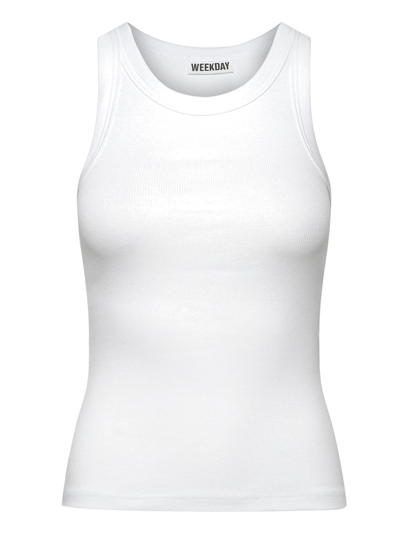 Weekday Fitted Rib Tank Top, M, White, T-Shirts & Toppe > Uden Ærmer, Dame