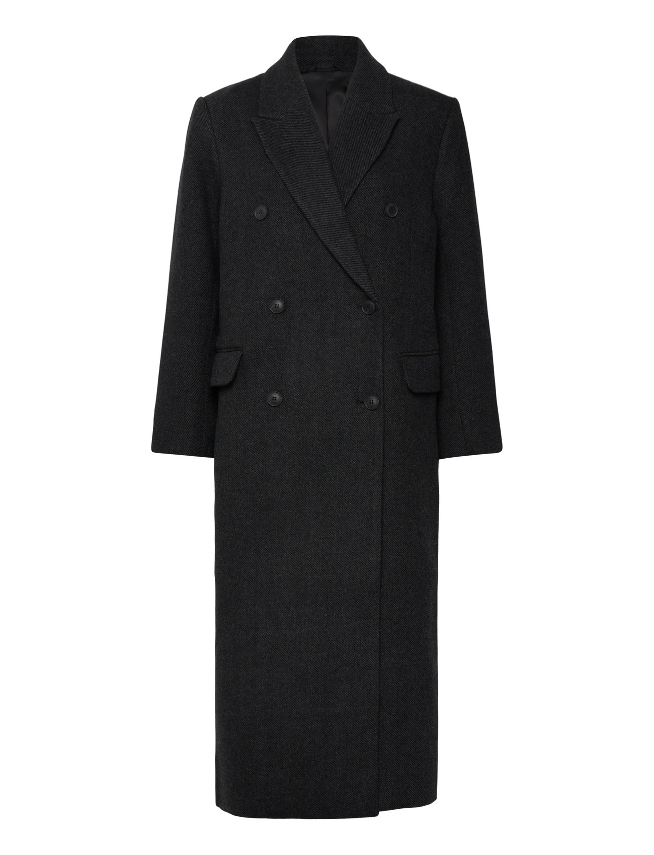 Weekday Oversized Double-Breasted Wool-Blend Coat, M, Grey, Frakker > Uldfrakker, Dame