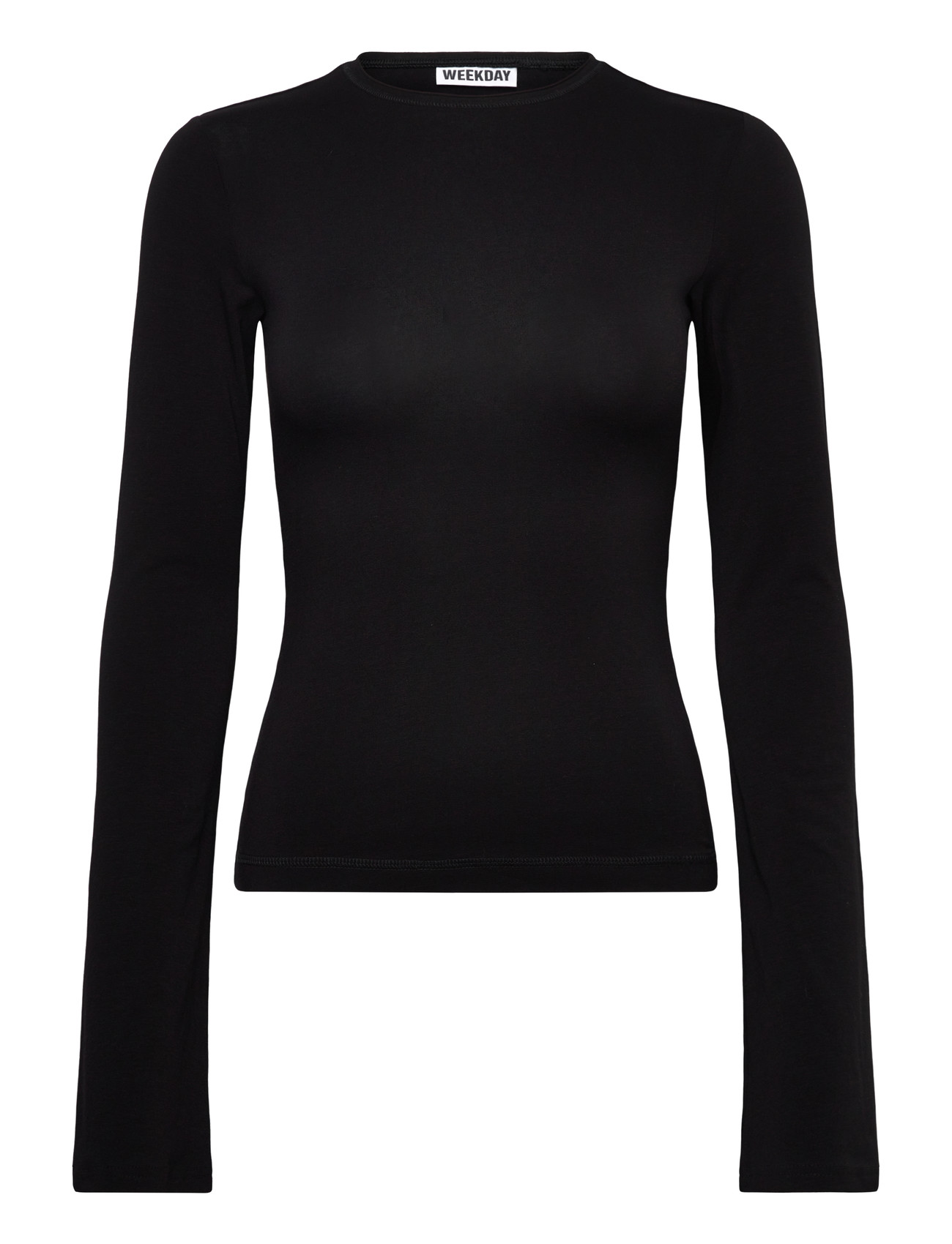 Weekday Long Sleeve Cotton Top, M, Black, T-Shirts & Toppe > Langærmede, Dame