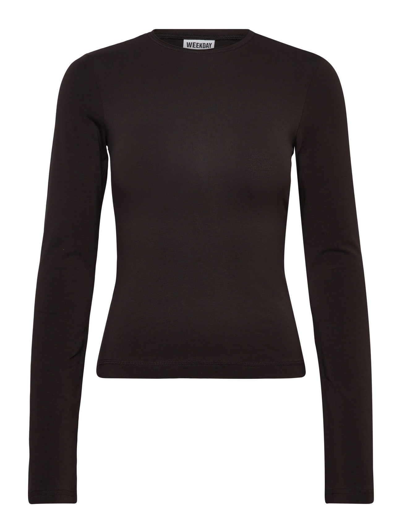 Weekday Long Sleeve Cotton Top, XXS, Brown, T-Shirts & Toppe > Langærmede, Dame
