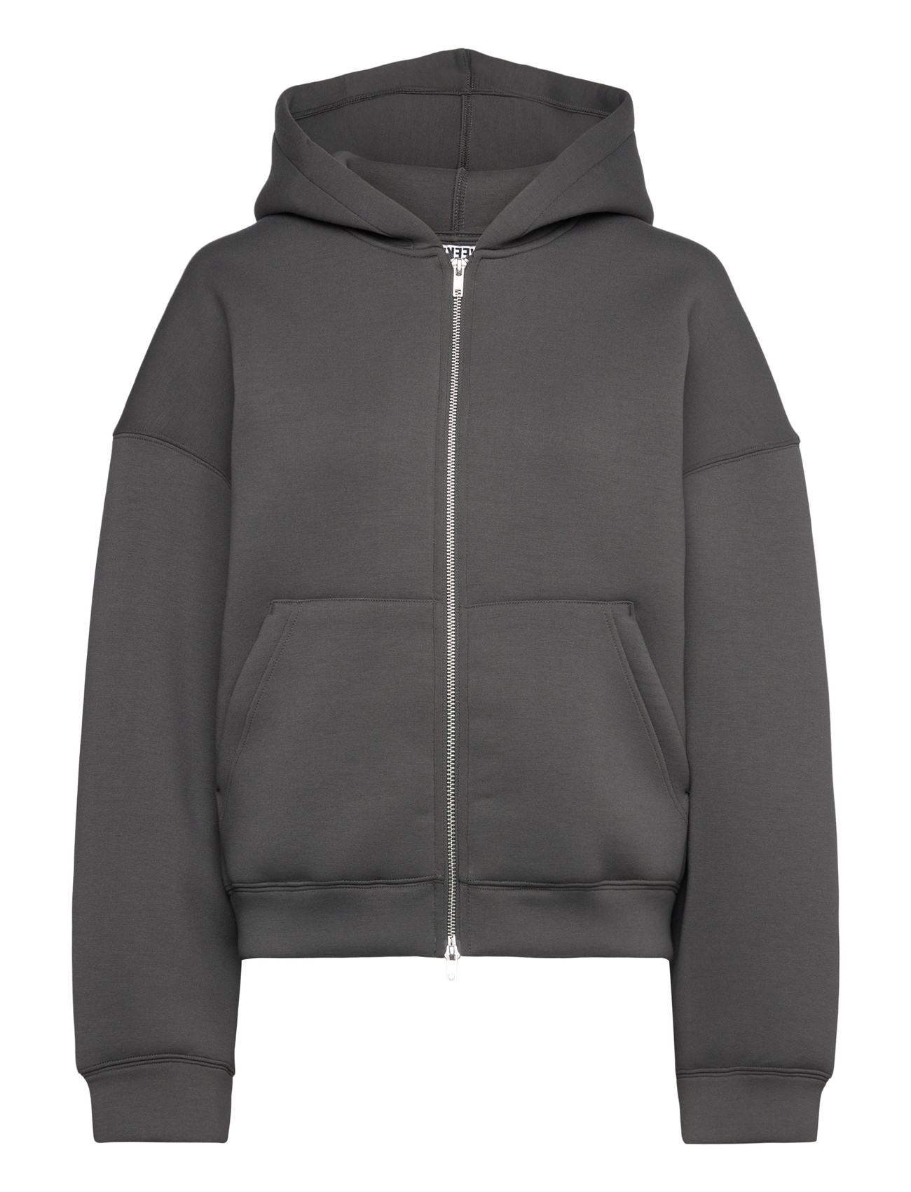 Weekday Oversized Scuba Zip-Hoodie, L, Grey, Sweatshirts & Hættetrøjer > Hættetrøjer, Dame