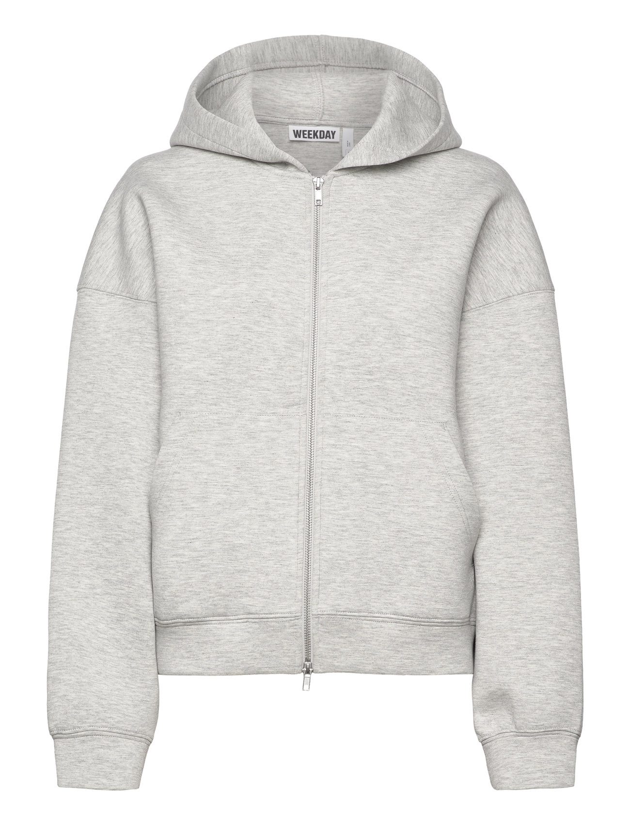 Weekday Oversized Scuba Zip-Hoodie, L, Grey, Sweatshirts & Hættetrøjer > Hættetrøjer, Dame