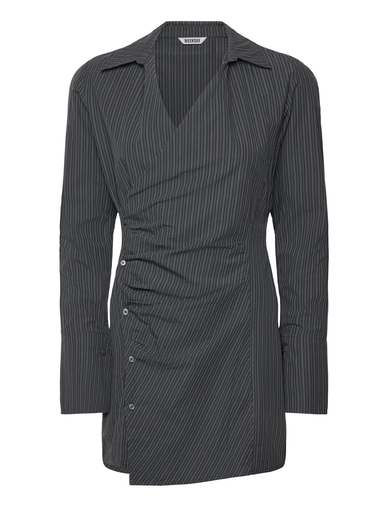 Longsleeved Asymmetric Mini Shirt Dress Dresses Shirt Dresses Black Weekday