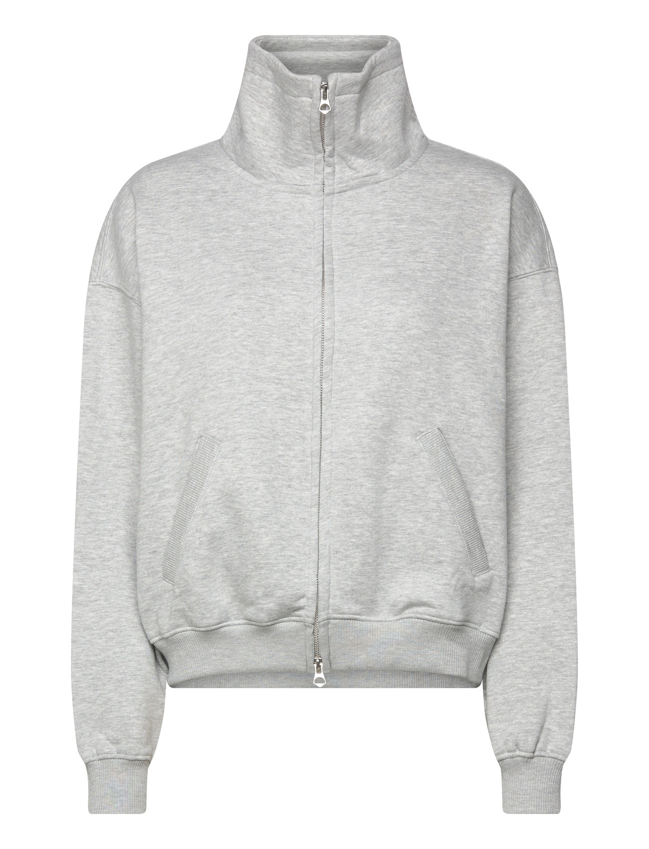 Weekday Loose Funnel Neck Zip Cardigan, M, Grey, Strik > Cardigans, Dame