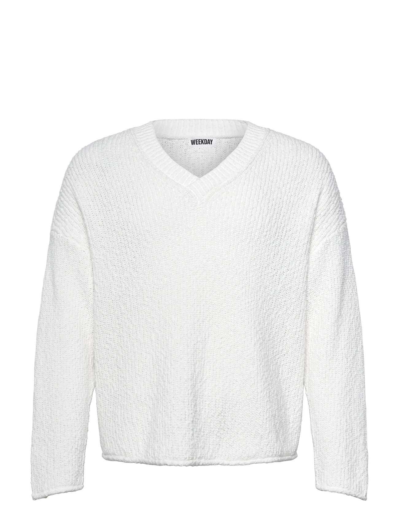 Weekday Boxy V-Neck Sweater, XS, White, Strik > V-Halse, Herre