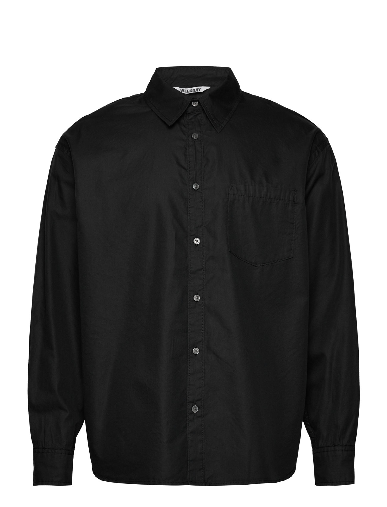 Weekday Oversized Cotton Viscose Shirt, M, Black, Skjorter > Afslappet Shirts, Herre