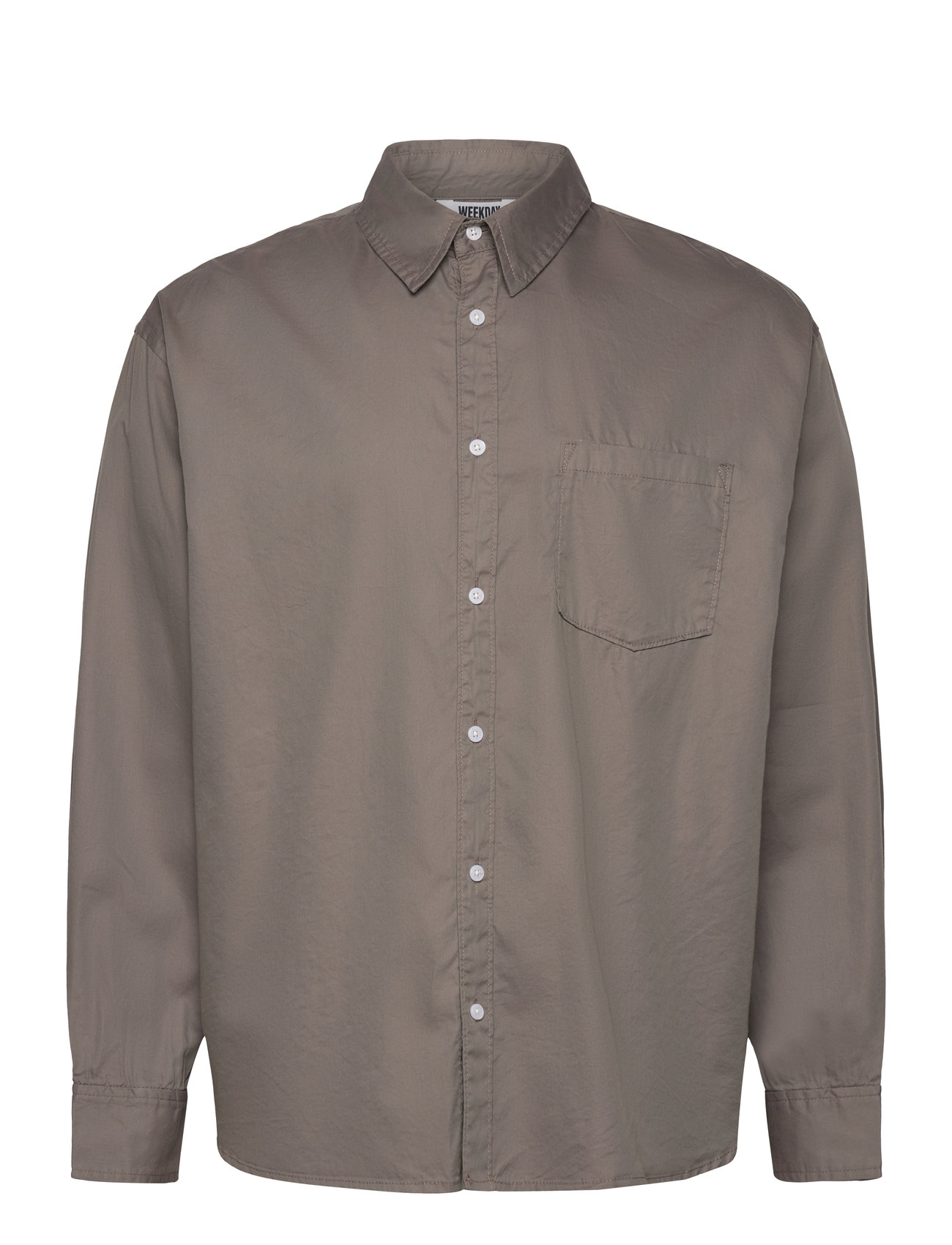 Weekday Oversized Cotton Viscose Shirt, L, Grey, Skjorter > Afslappet Shirts, Herre
